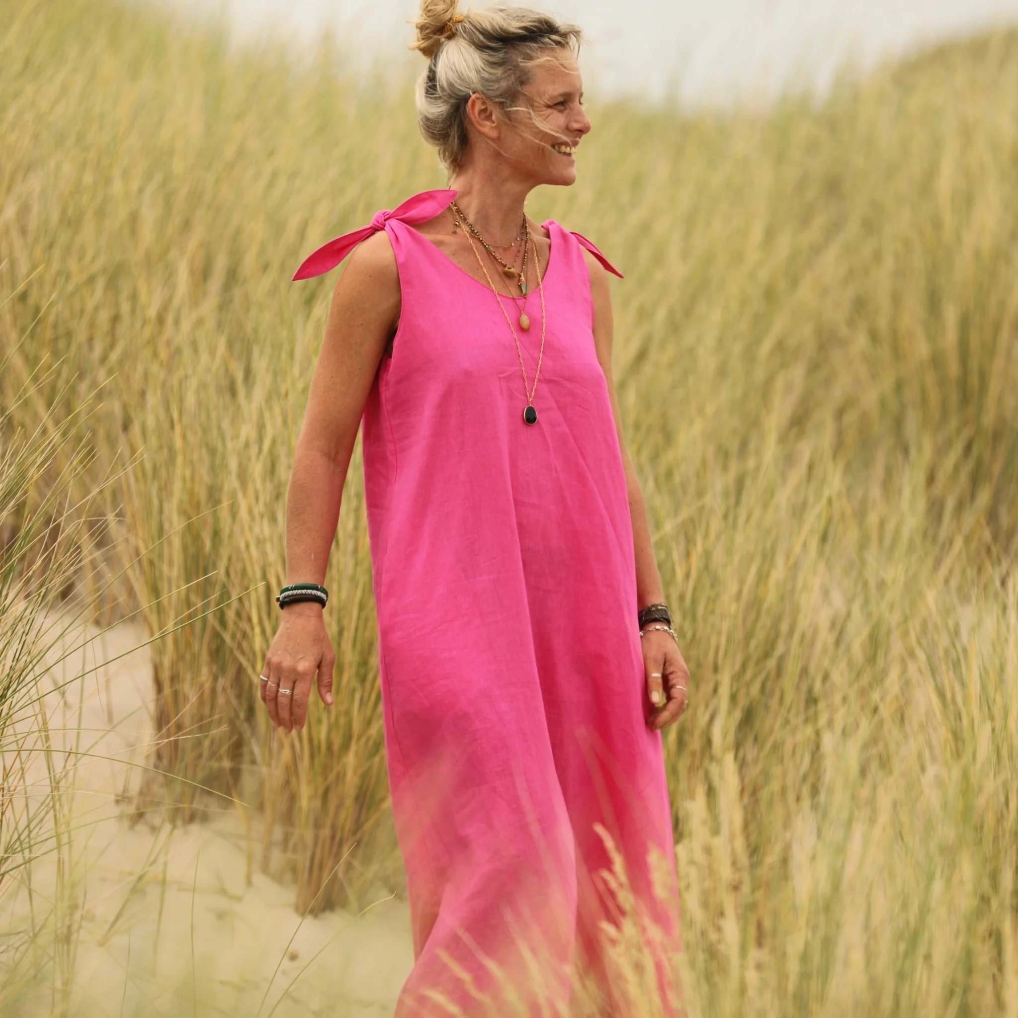 Robe Laëtitia - lin rose fluo - Image 4