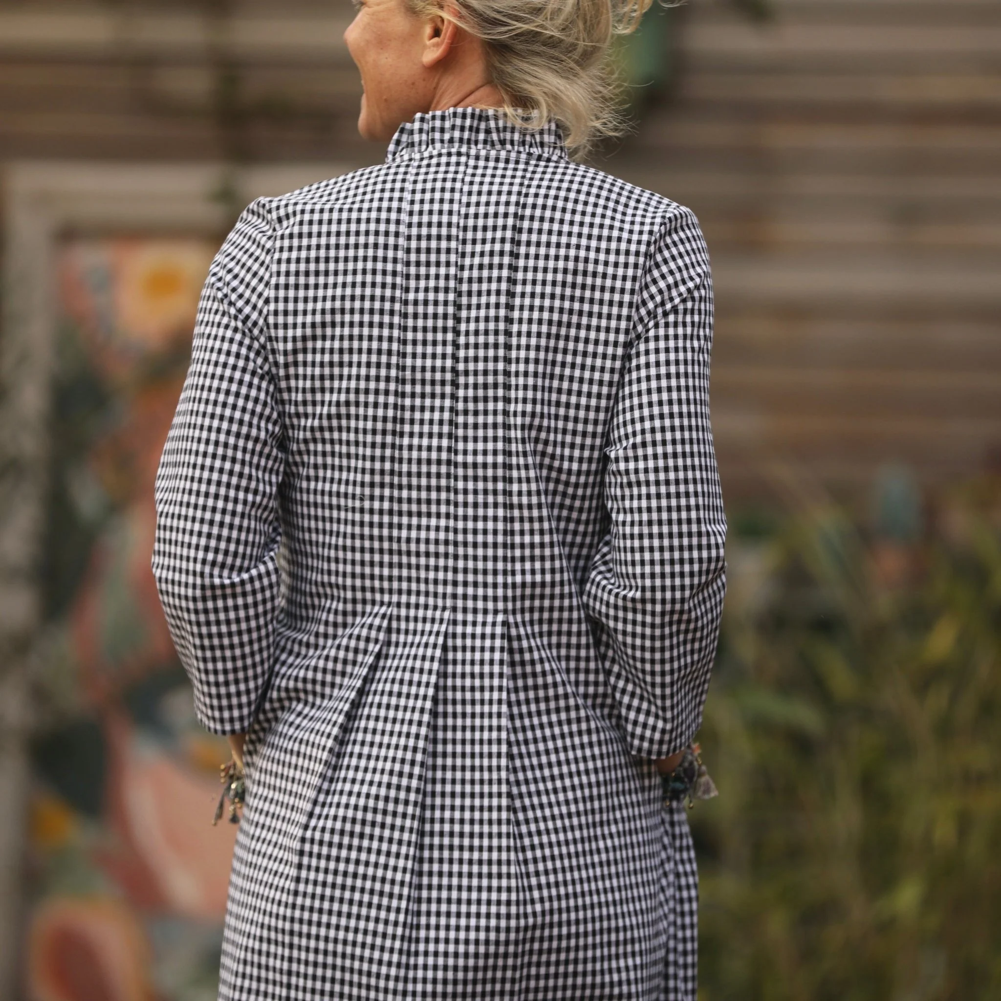 Robe Léontine en vichy de coton noir/blanc - Image 5