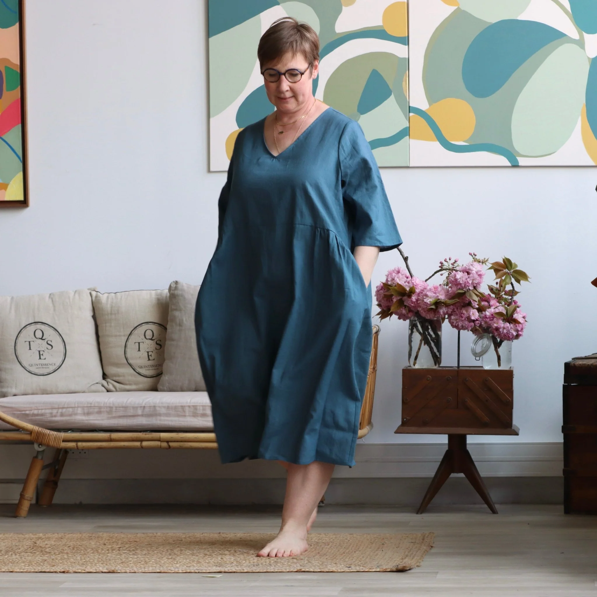 Prototype - Robe Lina - lin bleu navy