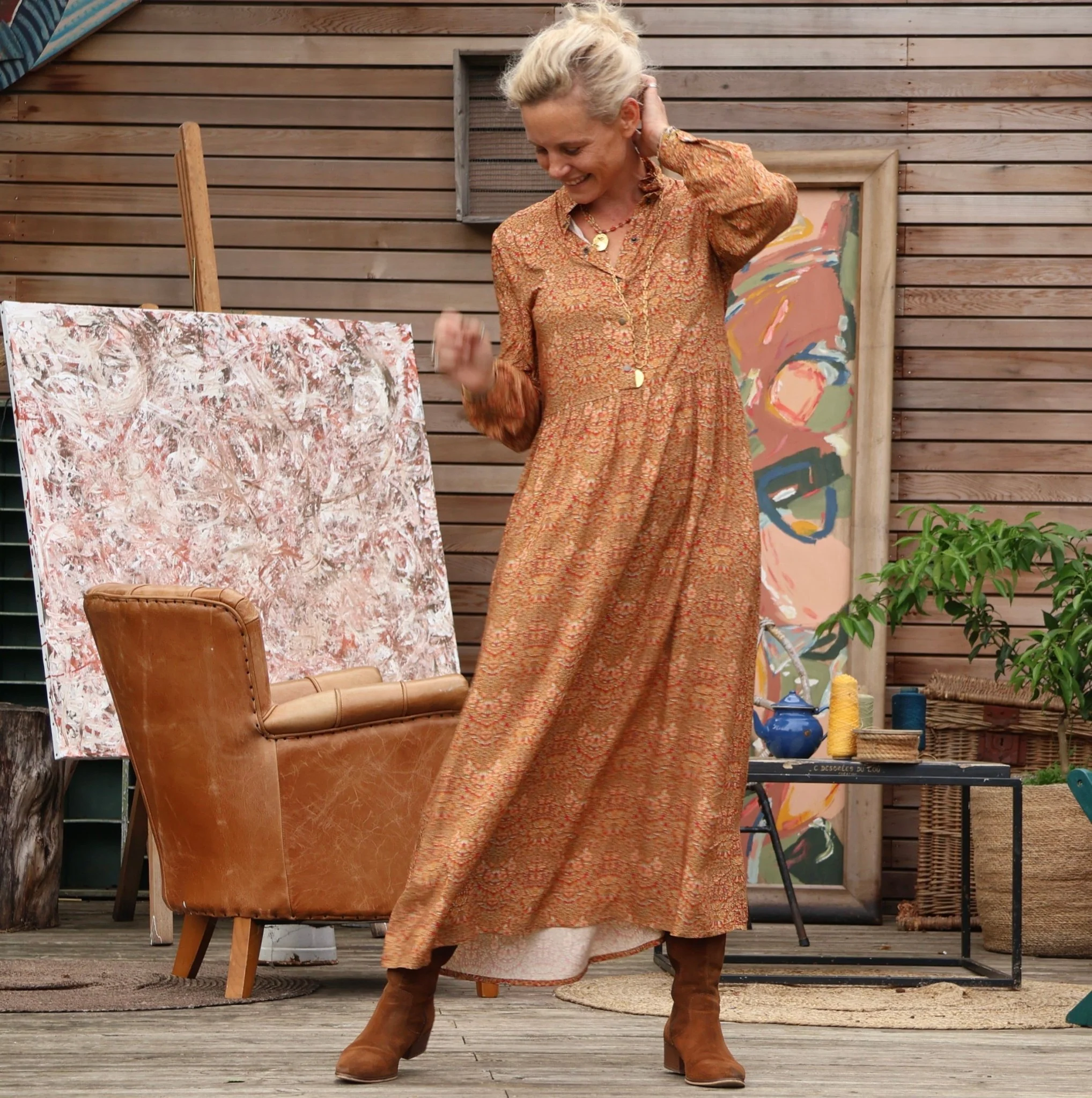 Robe Pomme -  Viscose fleurs de Sintra