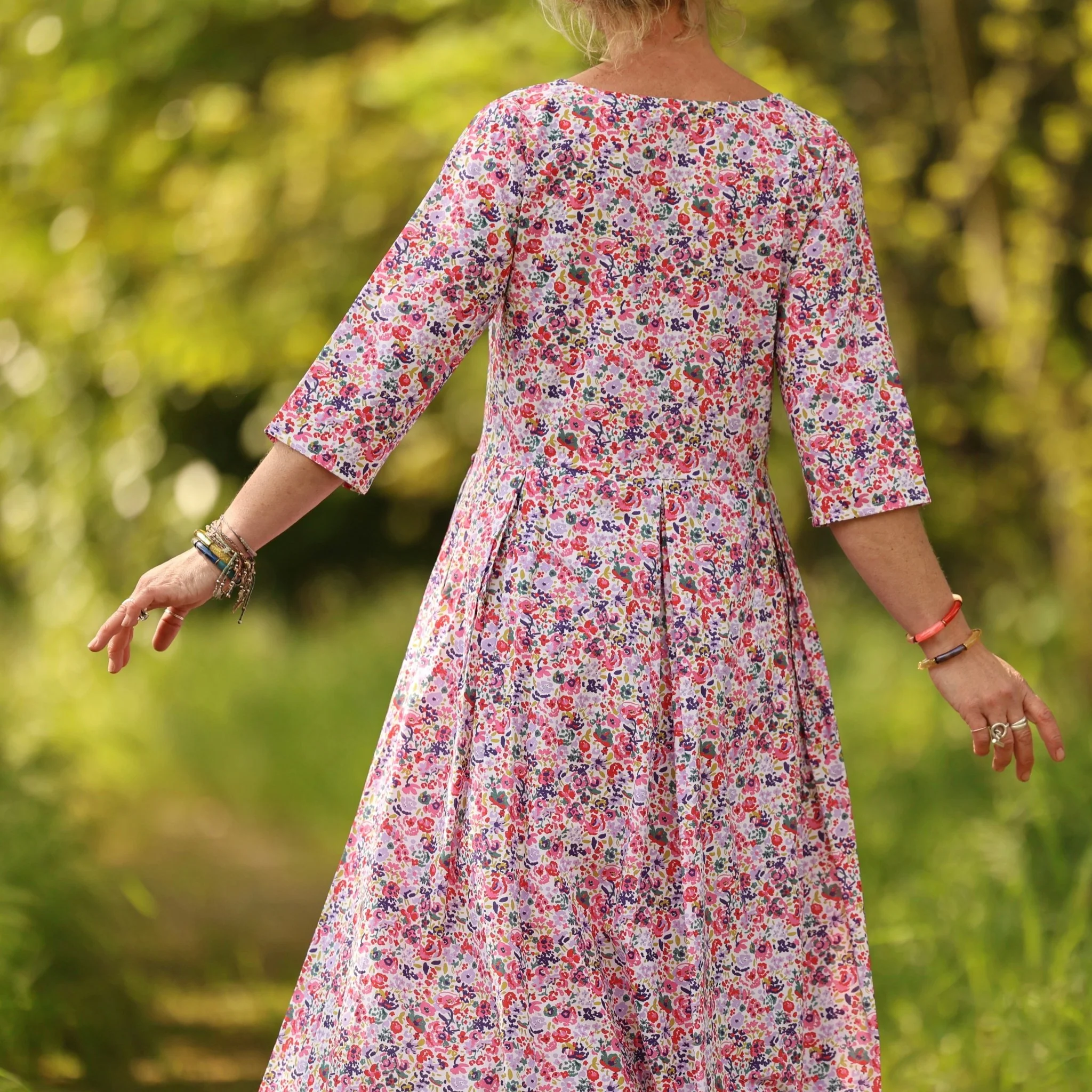 Robe Louisa manches 3/4 – Coton floral impressionniste - Image 10