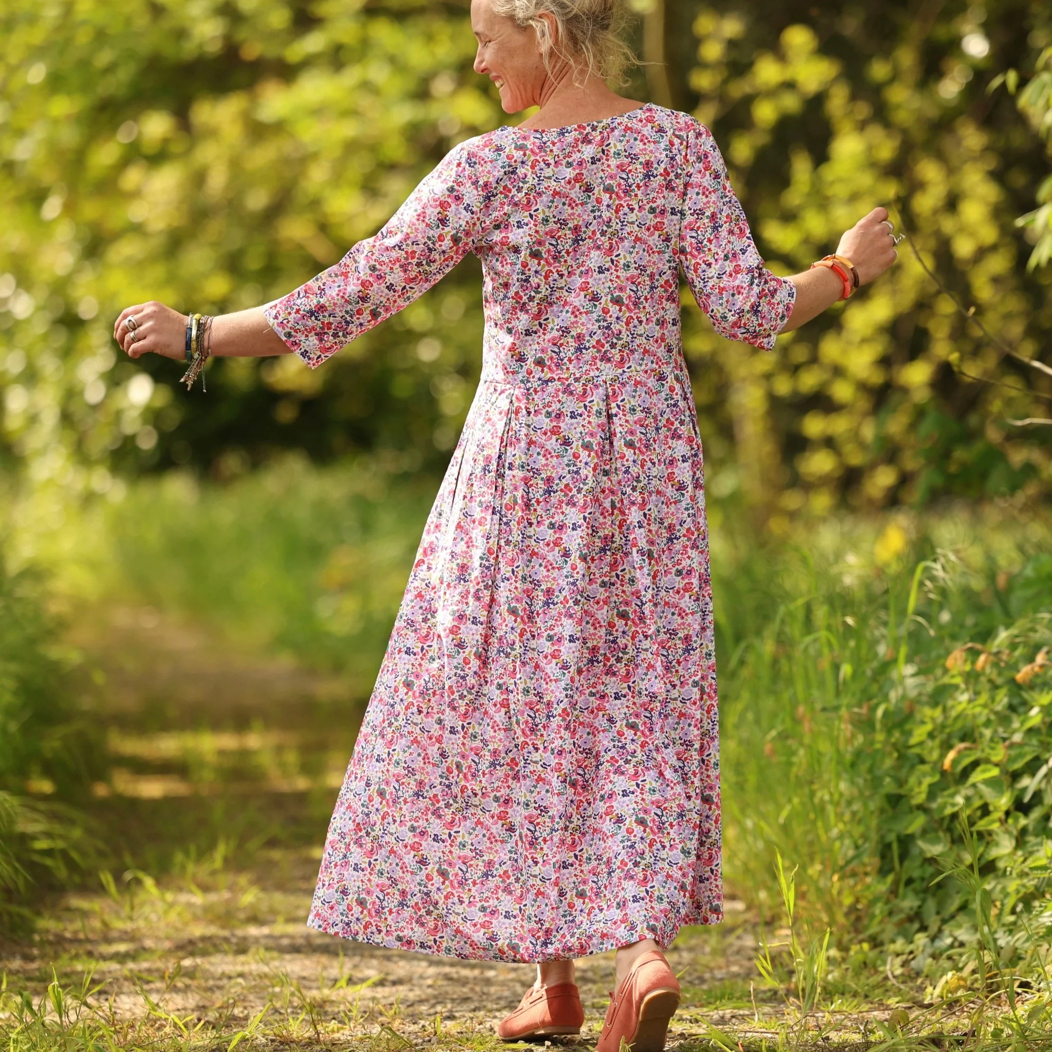Robe Louisa manches 3/4 – Coton floral impressionniste - Image 7