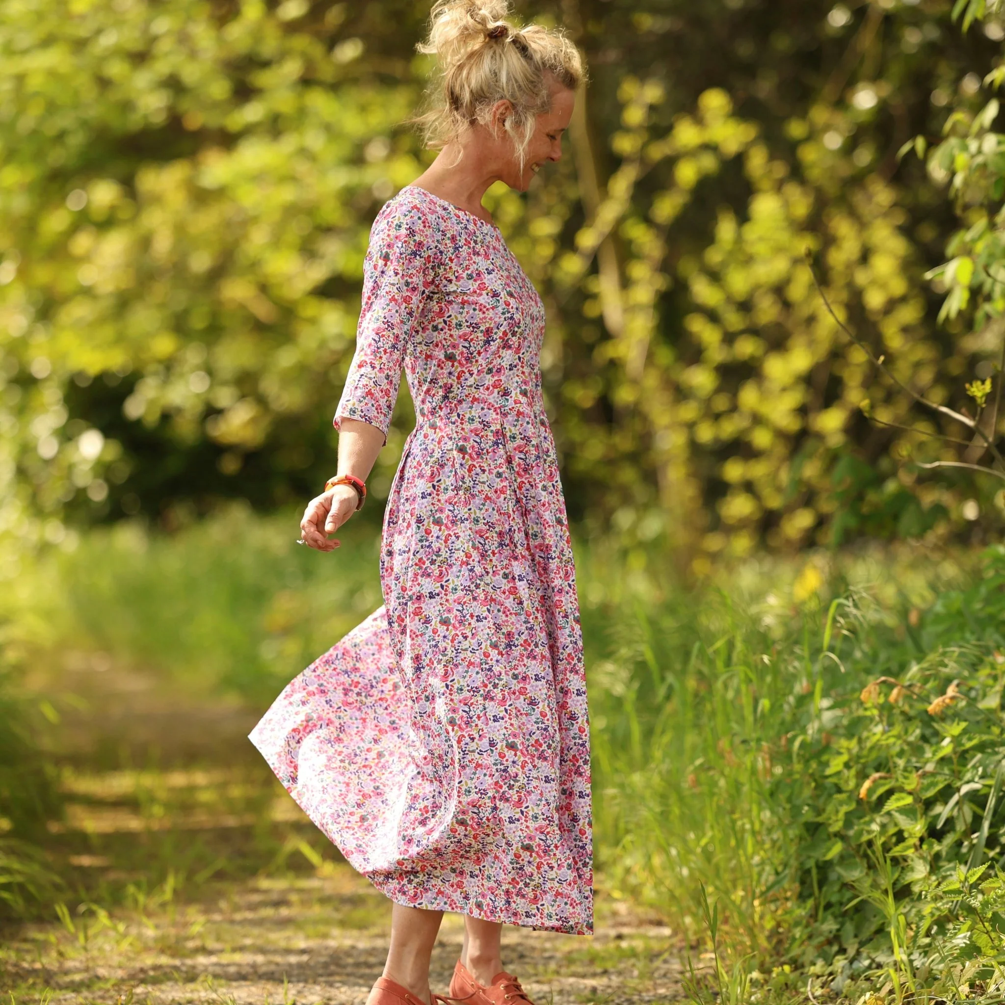 Robe Louisa manches 3/4 – Coton floral impressionniste - Image 8