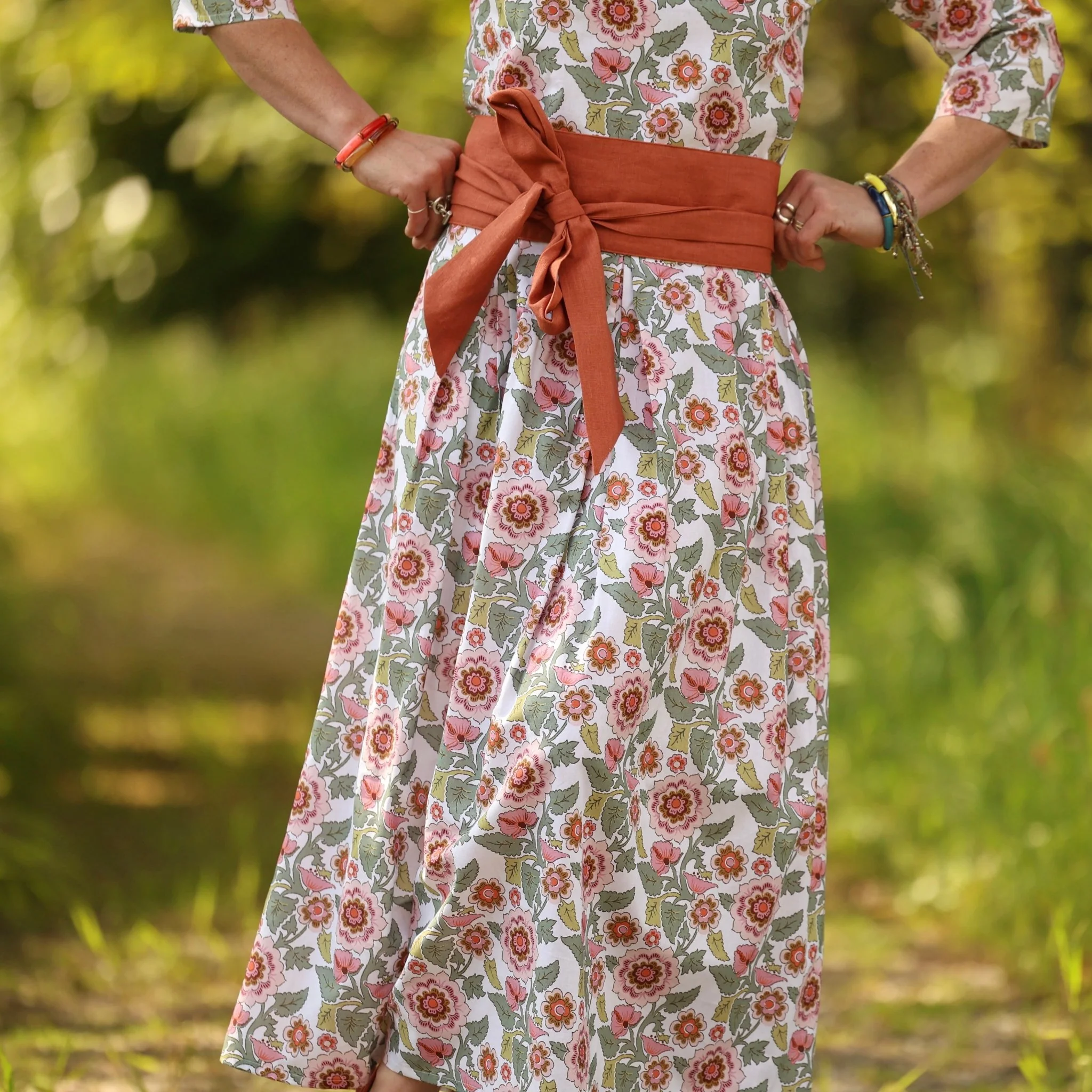 Robe Louisa manches 3/4 – Coton roseraie sauvage - Image 6