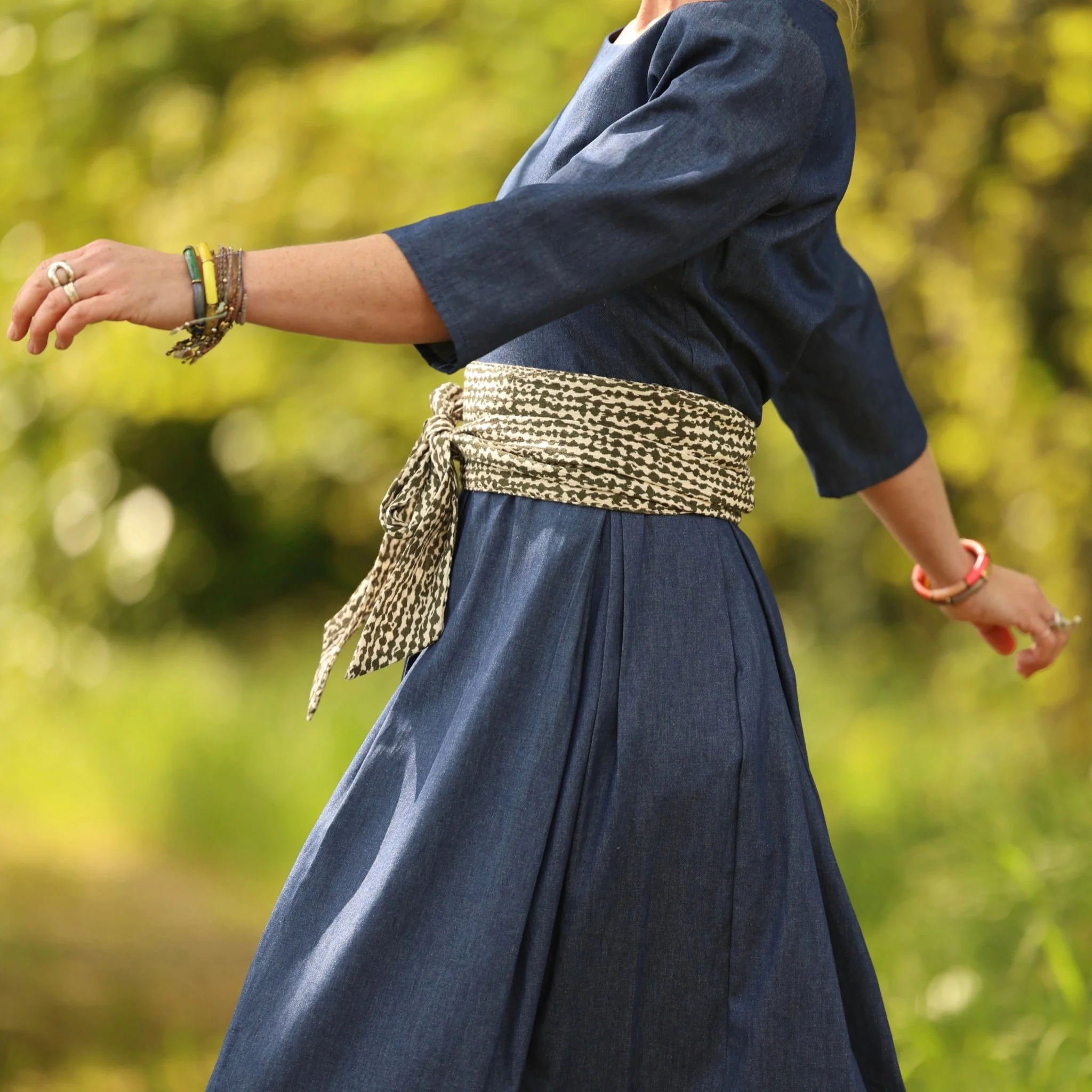 Robe Louisa manches 3/4 – Jean de coton bleu - Image 6