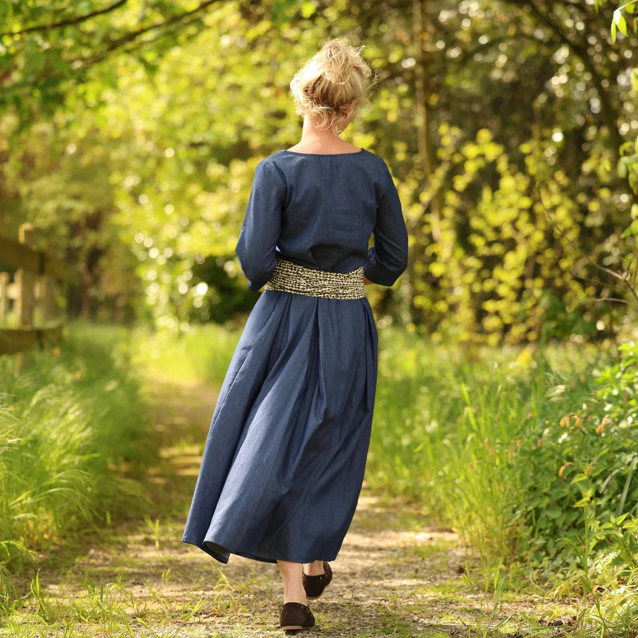 Robe Louisa manches 3/4 – Jean de coton bleu - Image 7