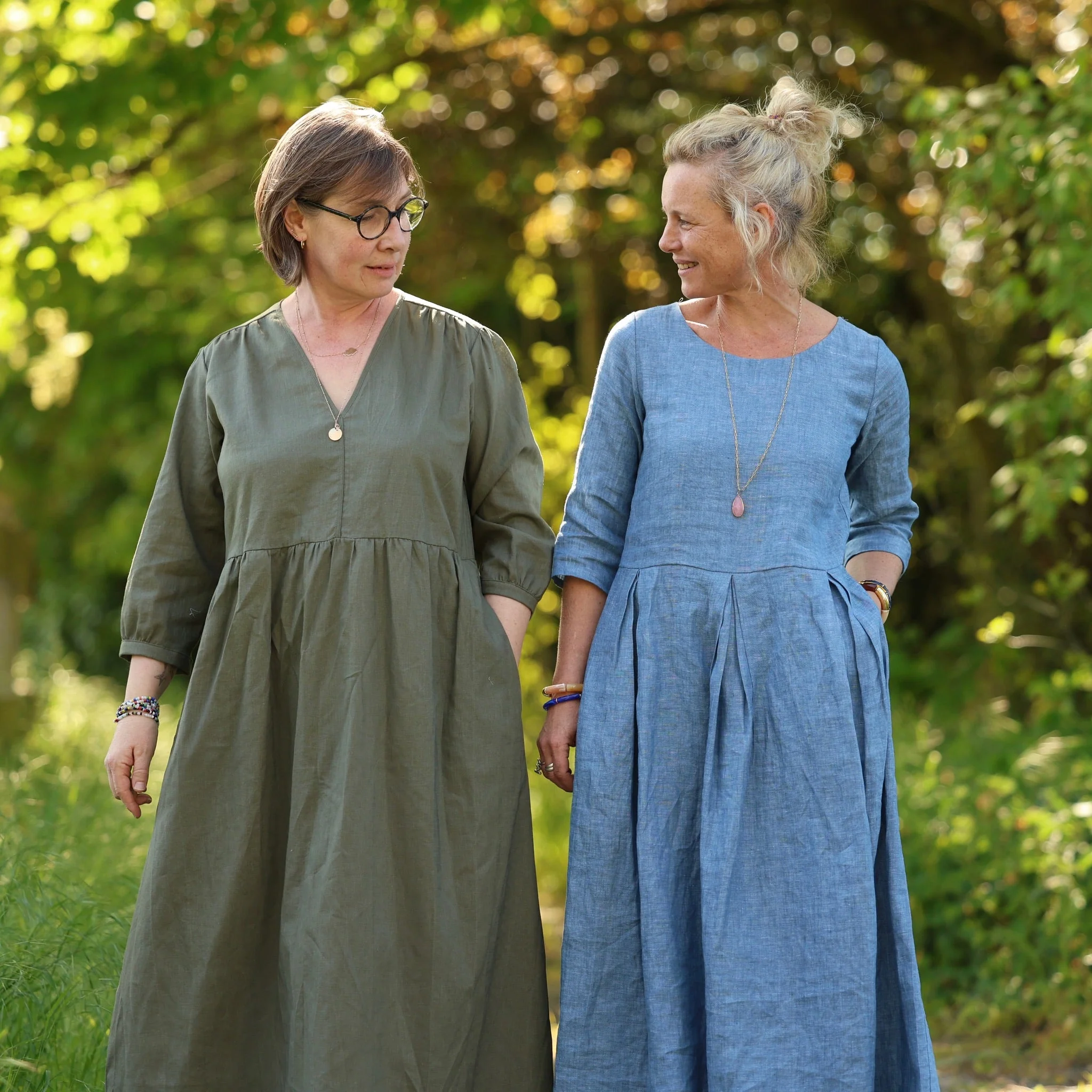 Robe Louisa manches 3/4 – Lin chiné denim - Image 18