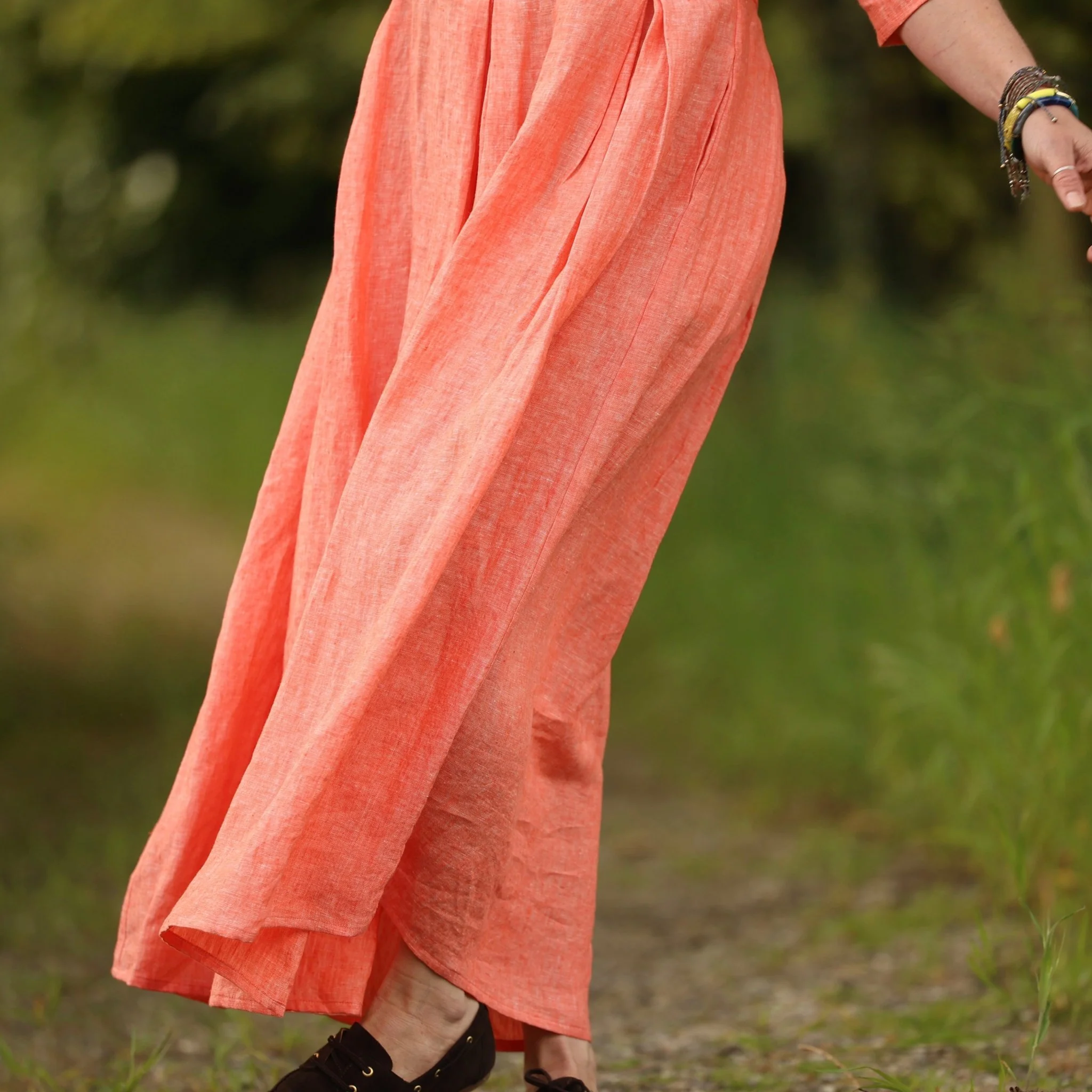 Robe Louisa manches 3/4 – Lin chiné orange pep's - Image 3