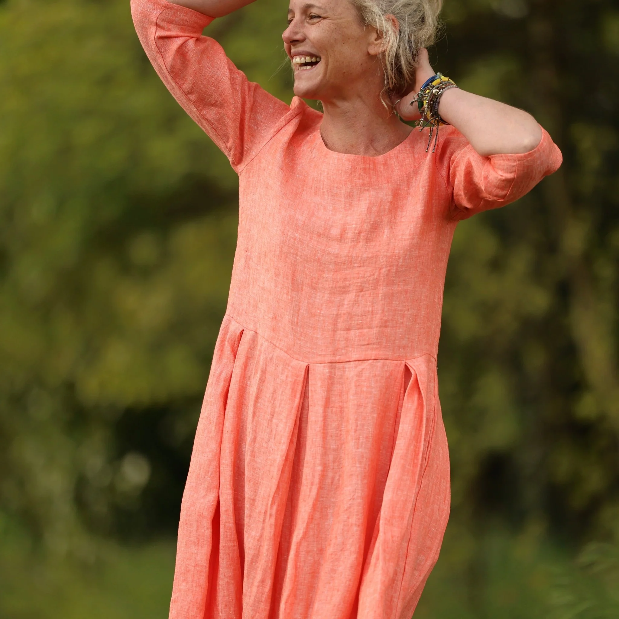 Robe Louisa manches 3/4 – Lin chiné orange pep's - Image 7