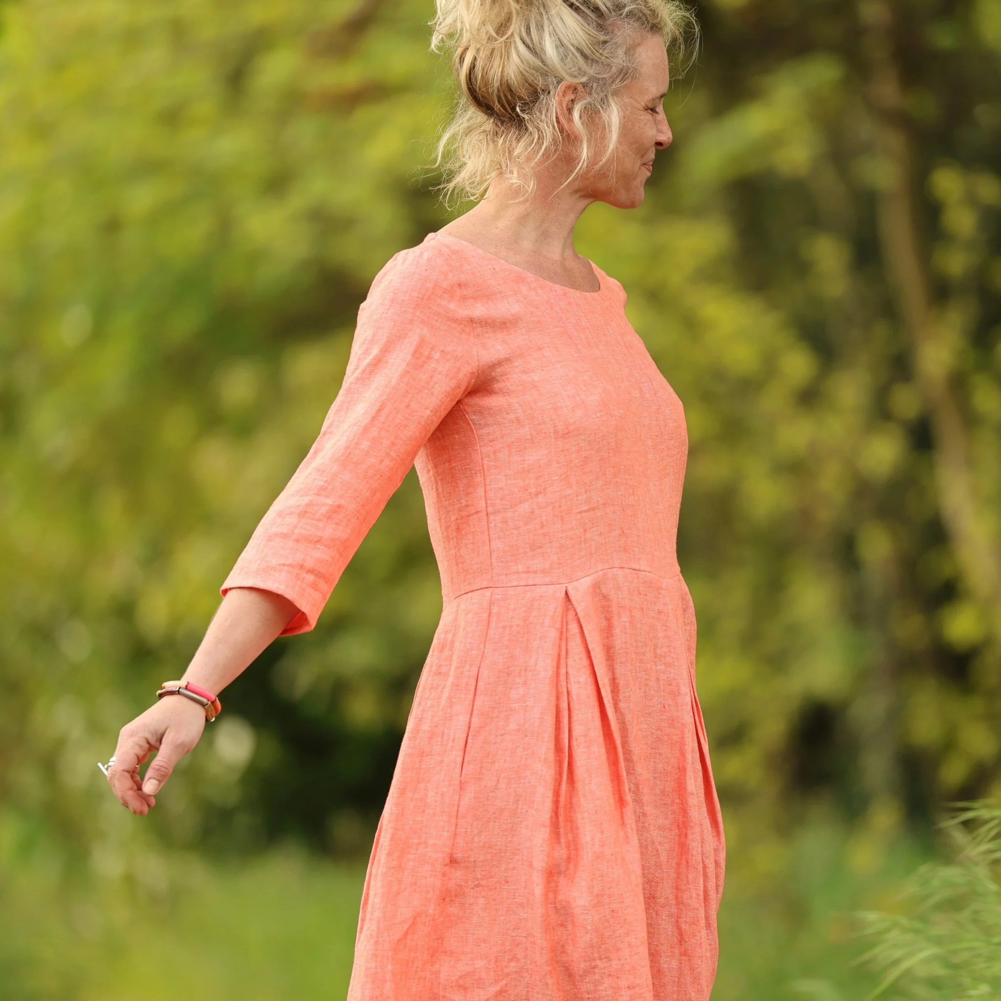 Robe Louisa manches 3/4 – Lin chiné orange pep's - Image 9