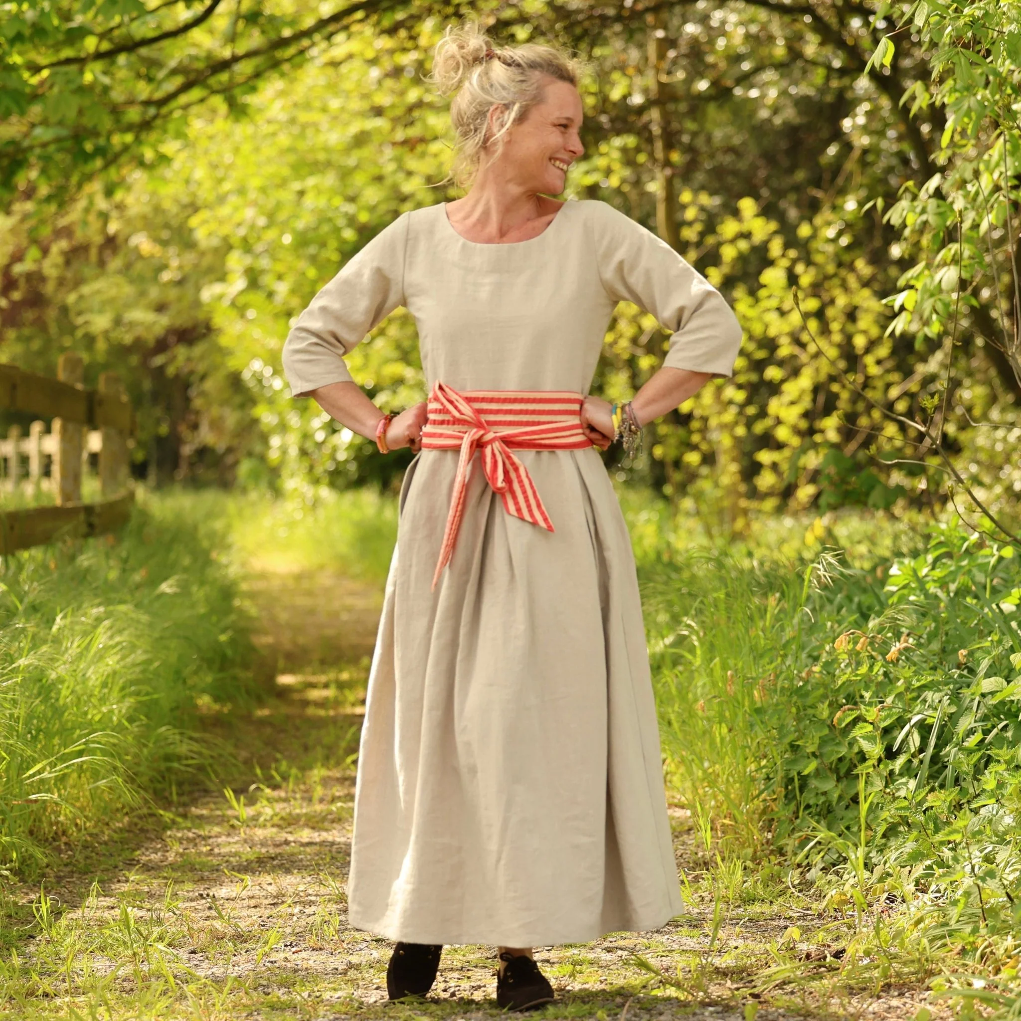 Robe Louisa manches 3/4 – Lin naturel - Image 3