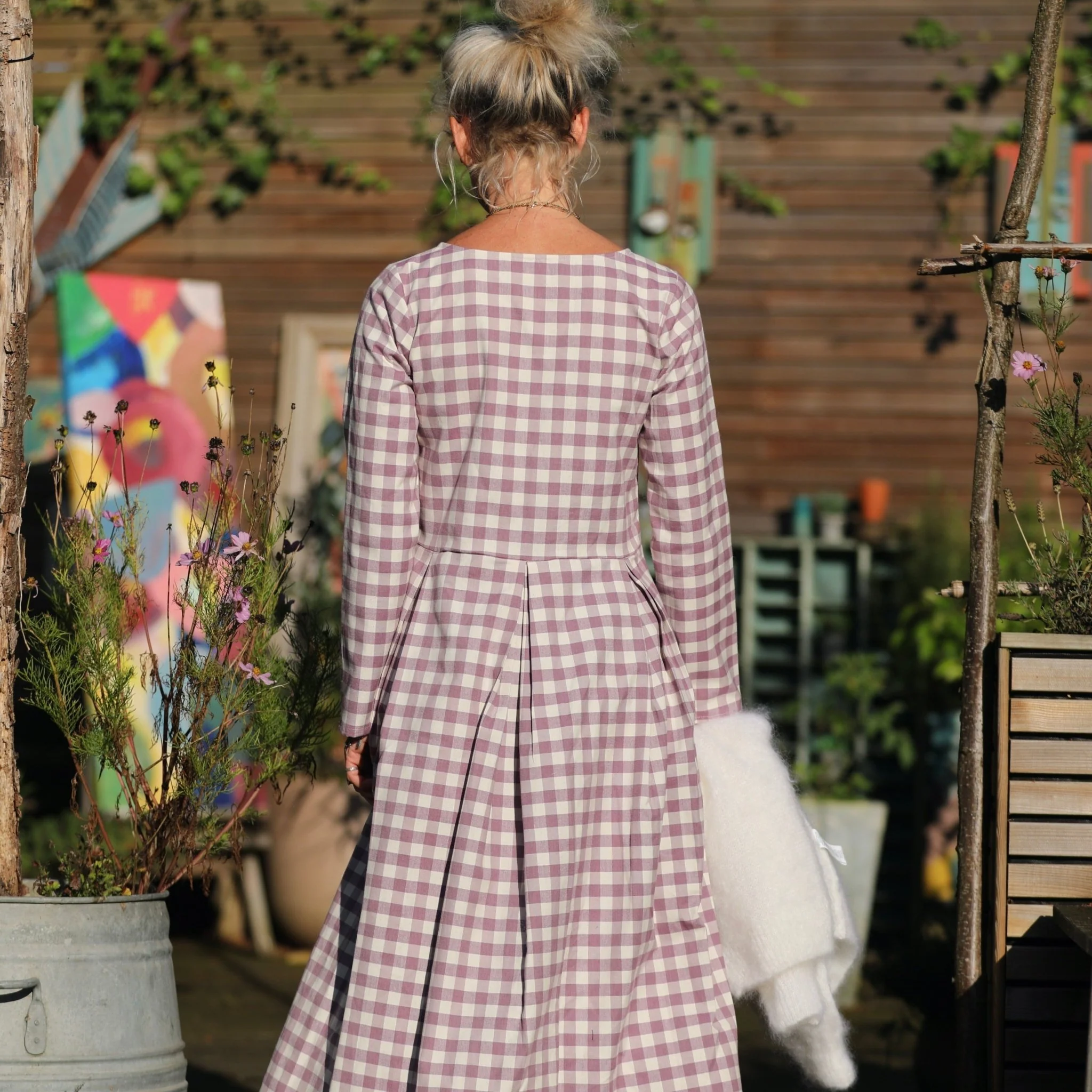Robe Louisa - carreaux de coton lilas - Image 8