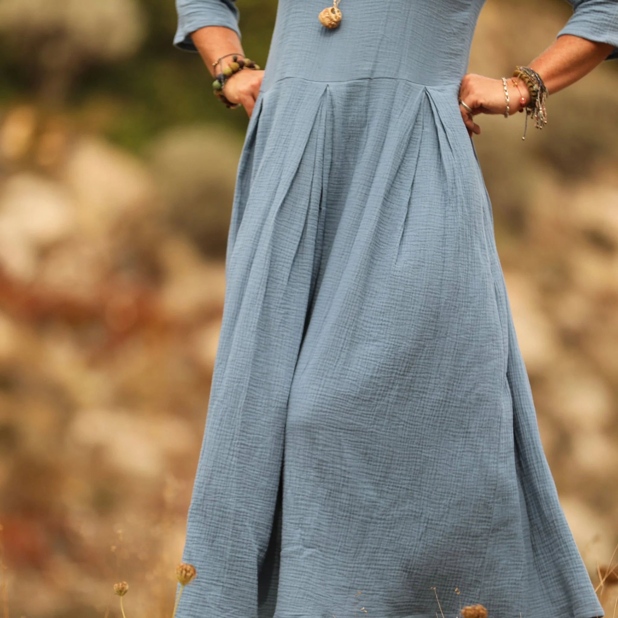 Robe Louisa double gaze de coton bleu navy - Image 6
