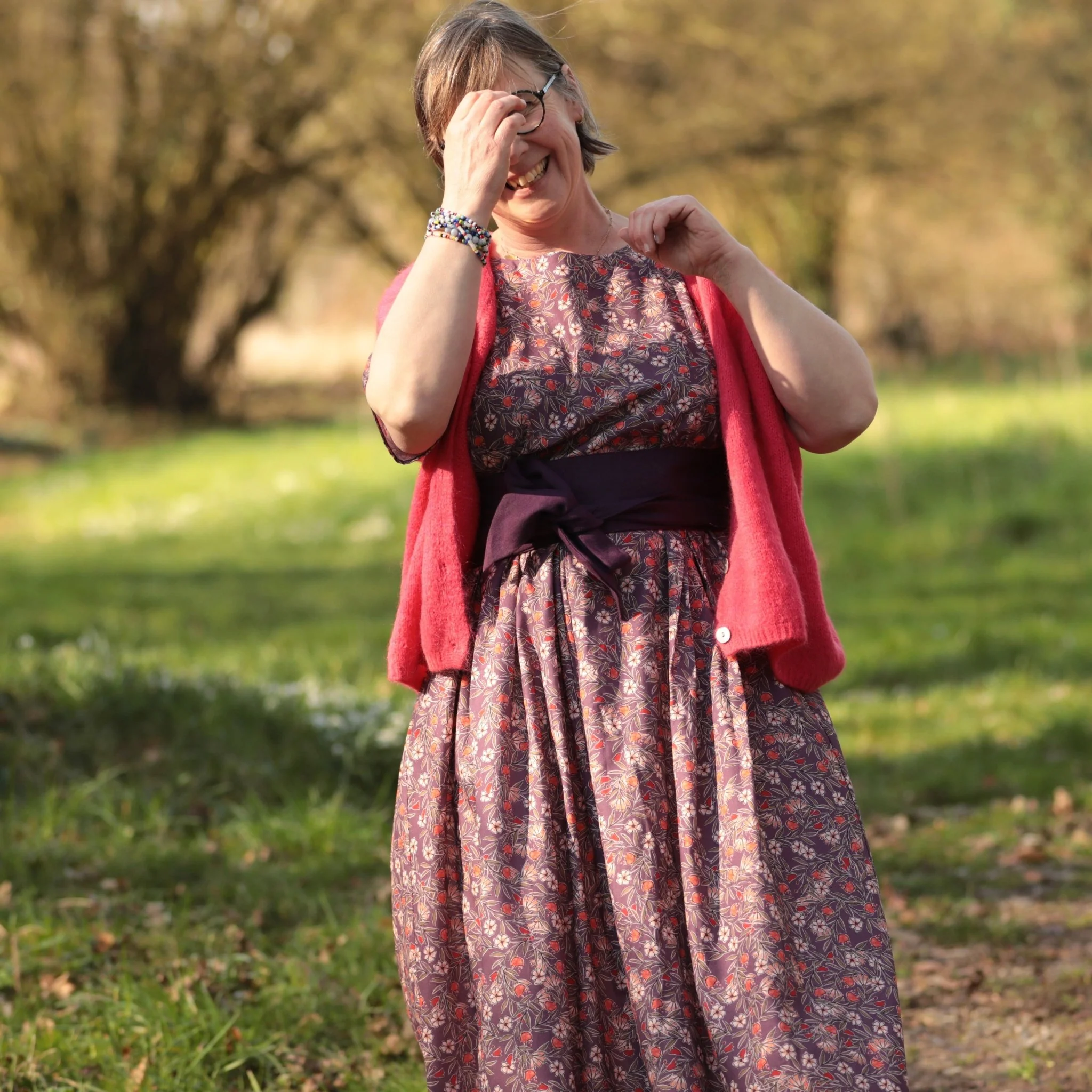 Robe Louisa - Coton fleurs d'aubergine - Image 6