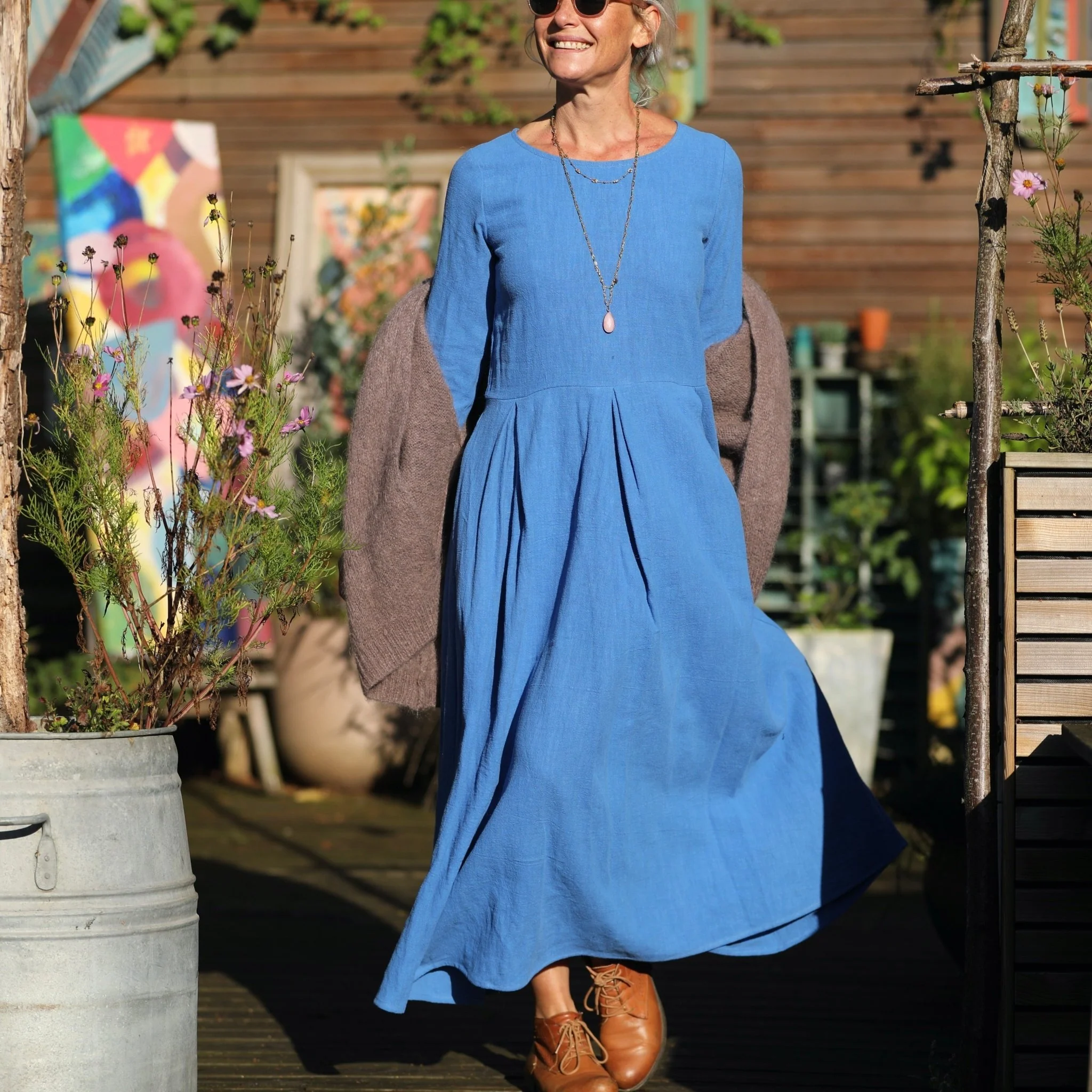 Robe Louisa - lin stone wash azur - Image 5