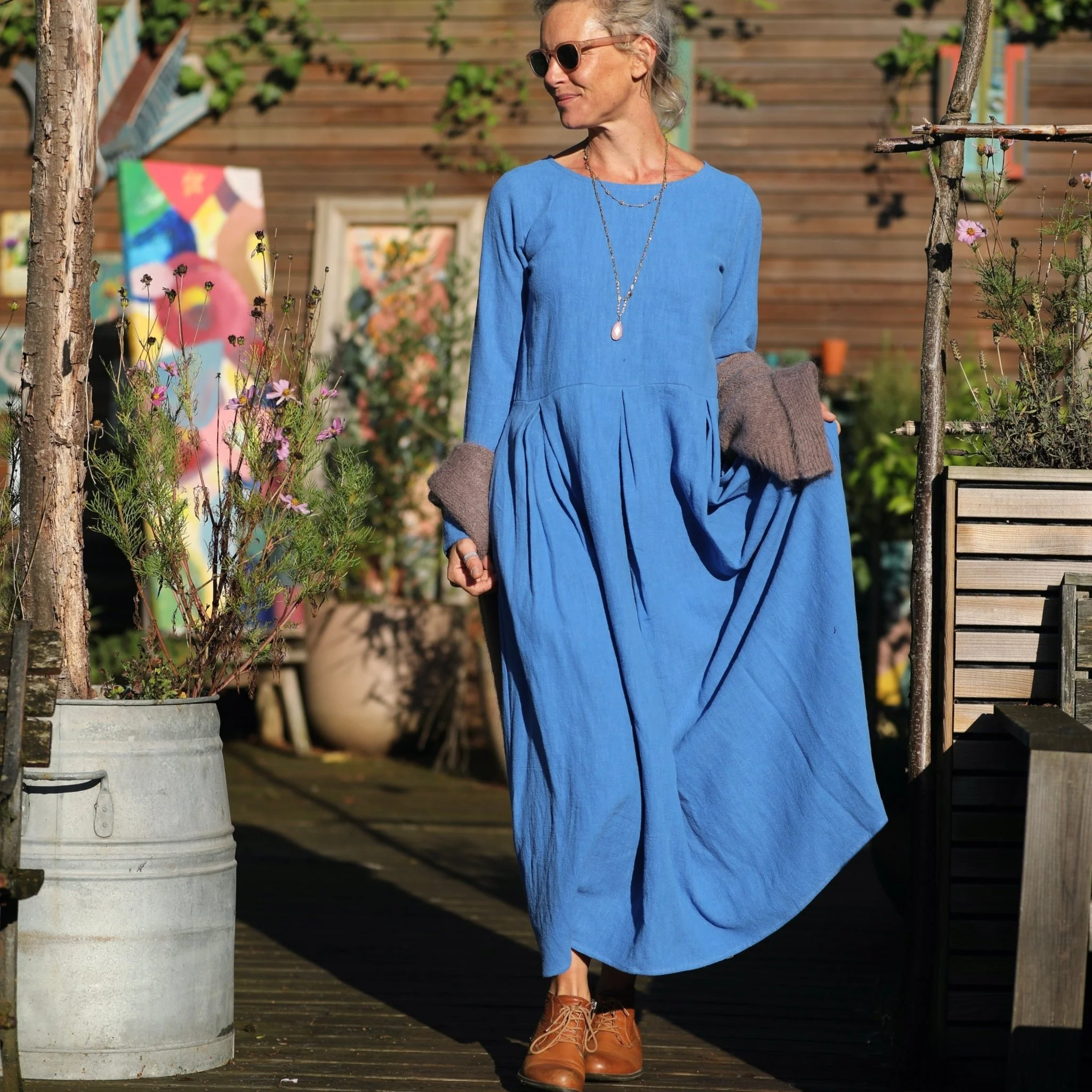 Robe Louisa - lin stone wash azur - Image 9