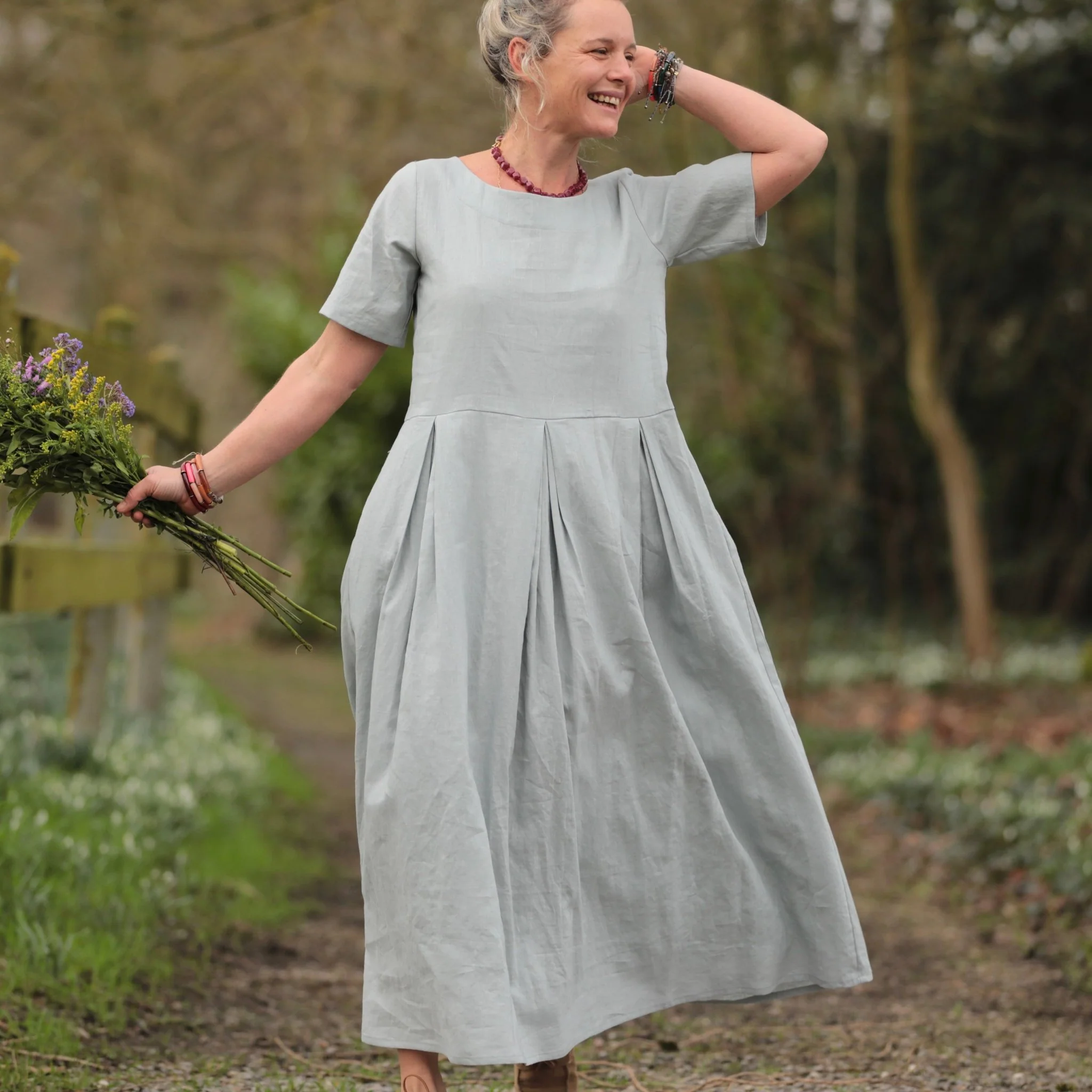 Robe Louisa - Lin vert d'eau - Image 11