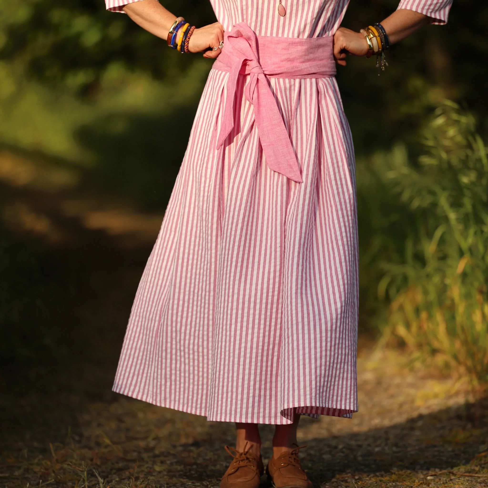 Robe Louisa manches 3/4 – Coton rayures figues - Image 5