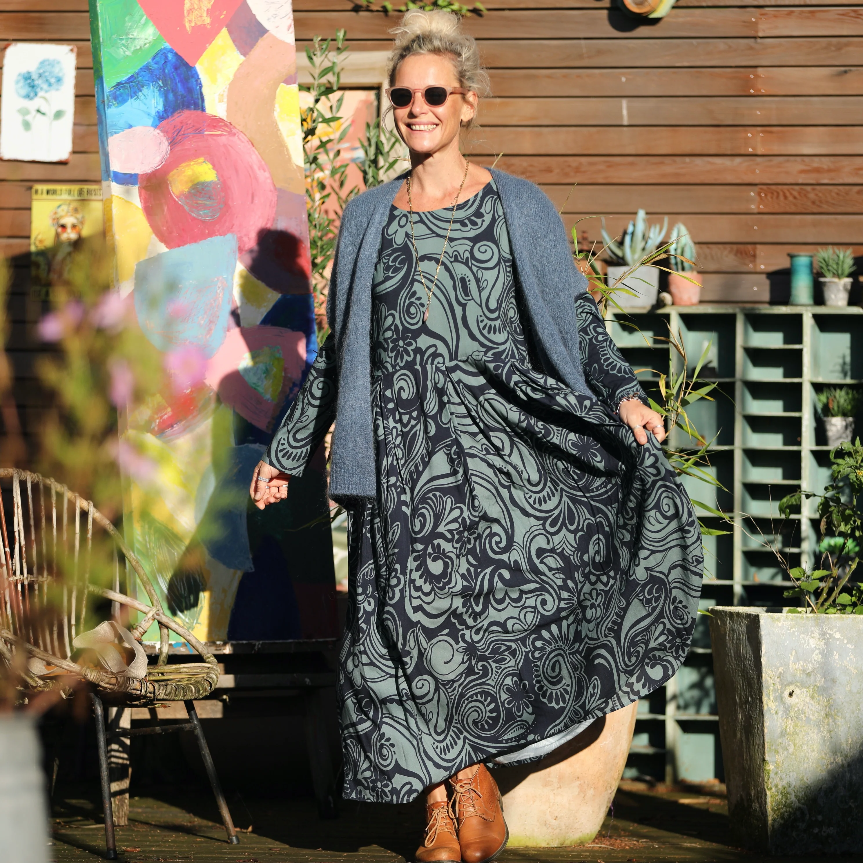 Robe Louisa manches 3/4 viscose floral - Image 5