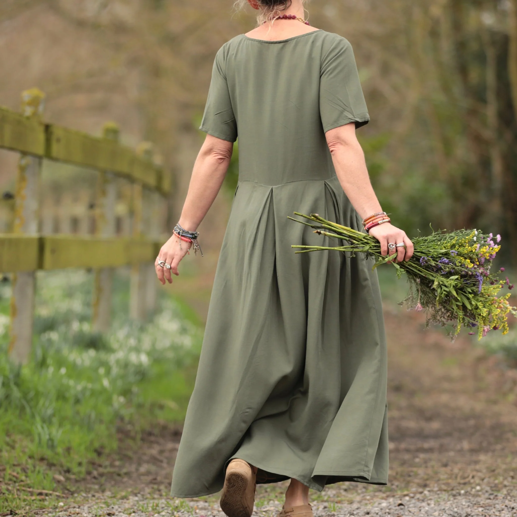 Robe Louisa - Viscose/lin kaki - Image 2