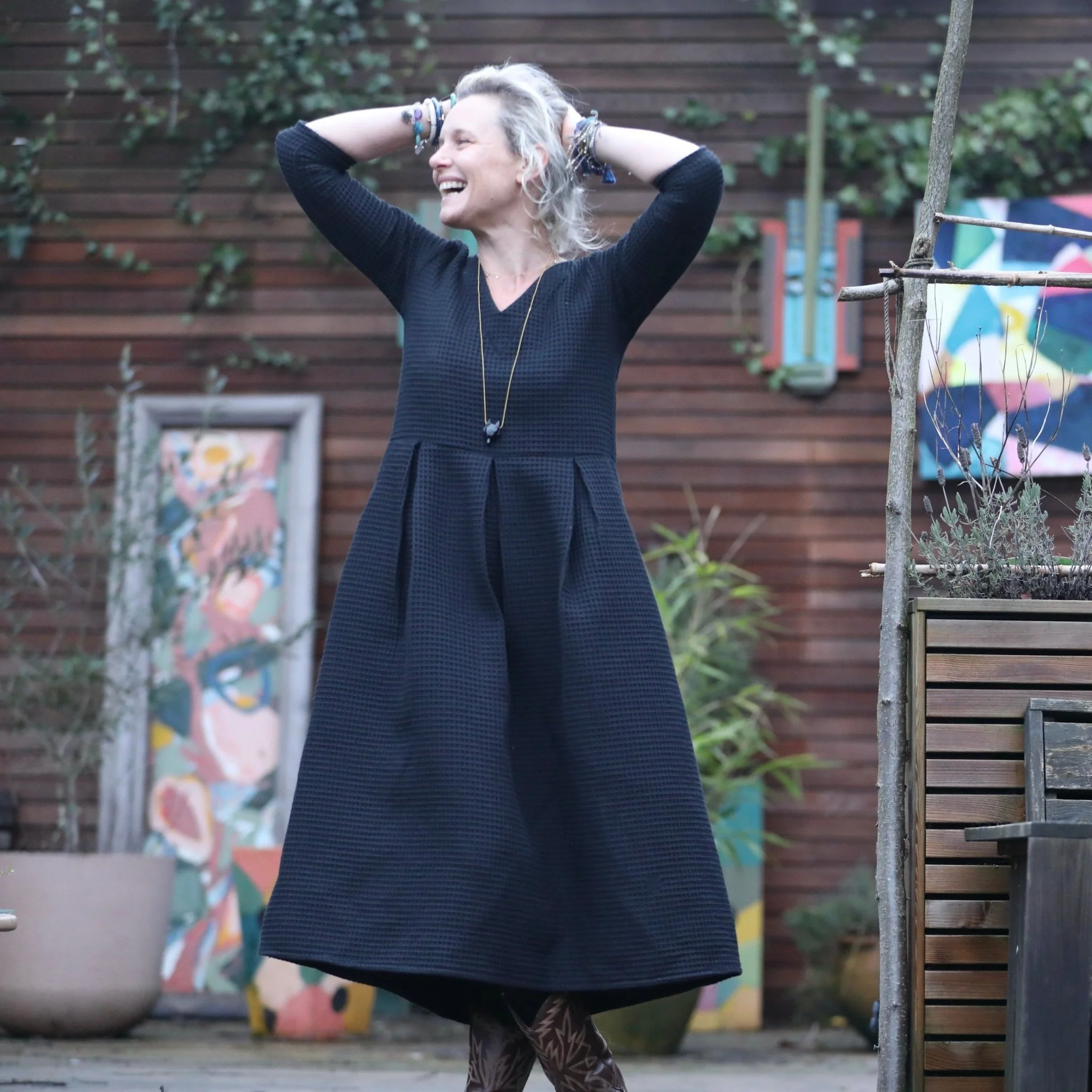 Robe Louisette  - nid d'abeille noir - Image 5