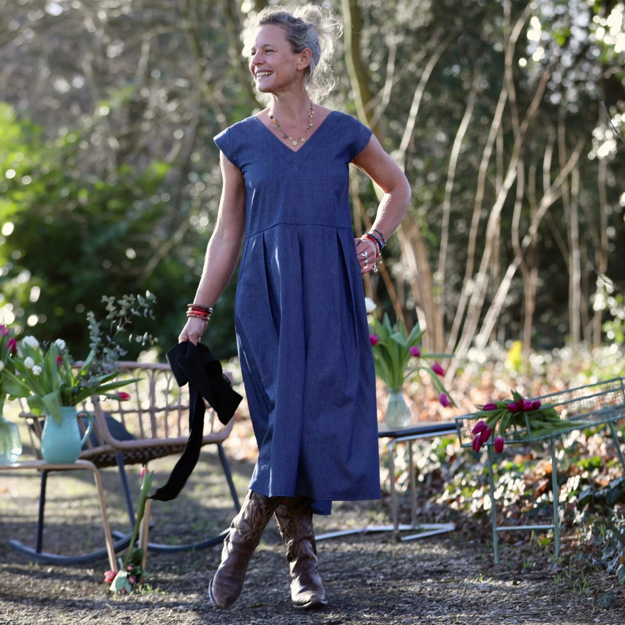 Robe Louison - jean de coton léger bleu brut - Image 11