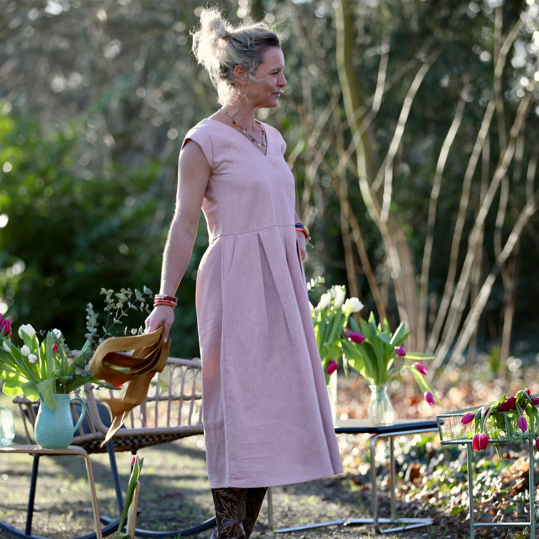 Robe Louison - lin rose poudré - Image 3