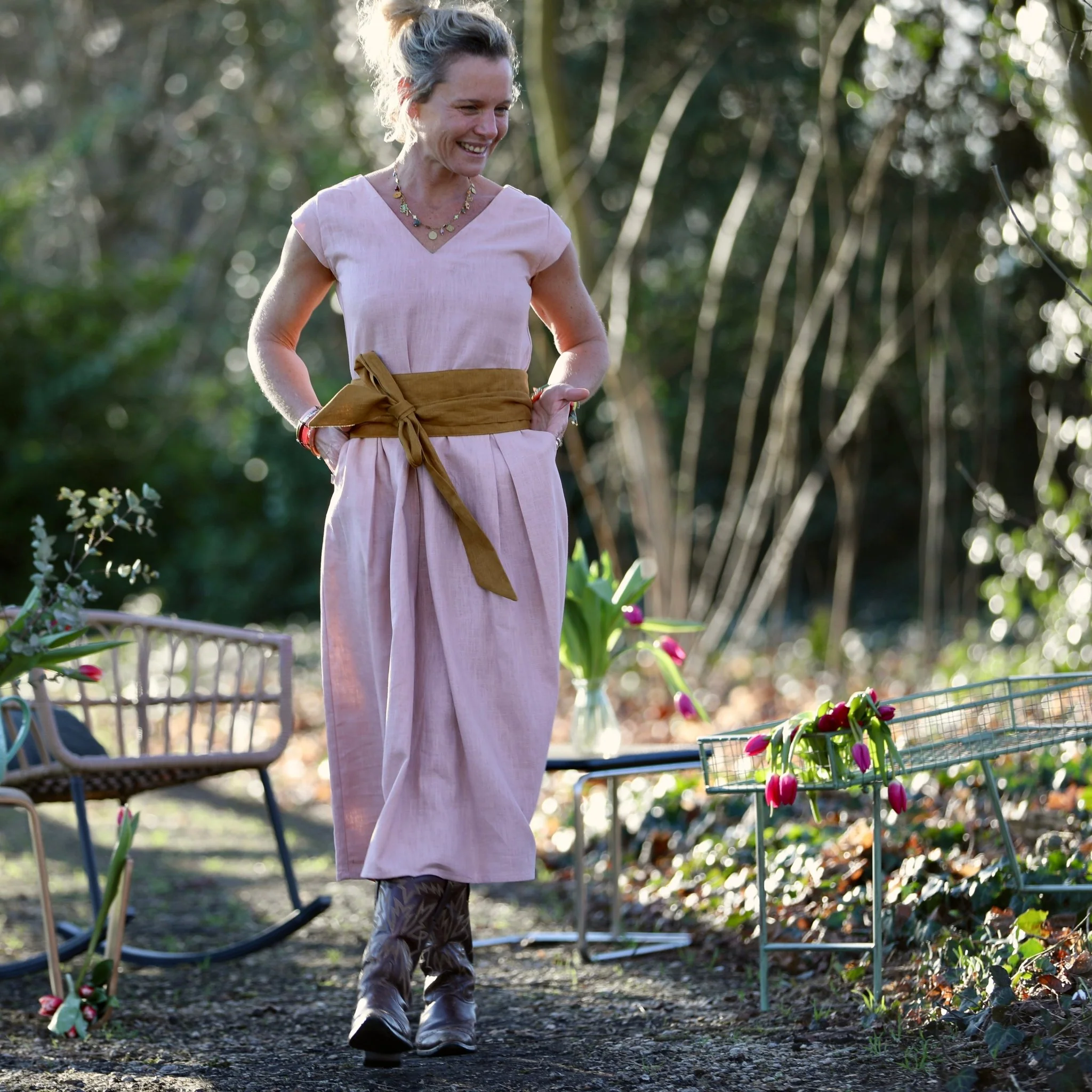 Robe Louison - lin rose poudré - Image 4