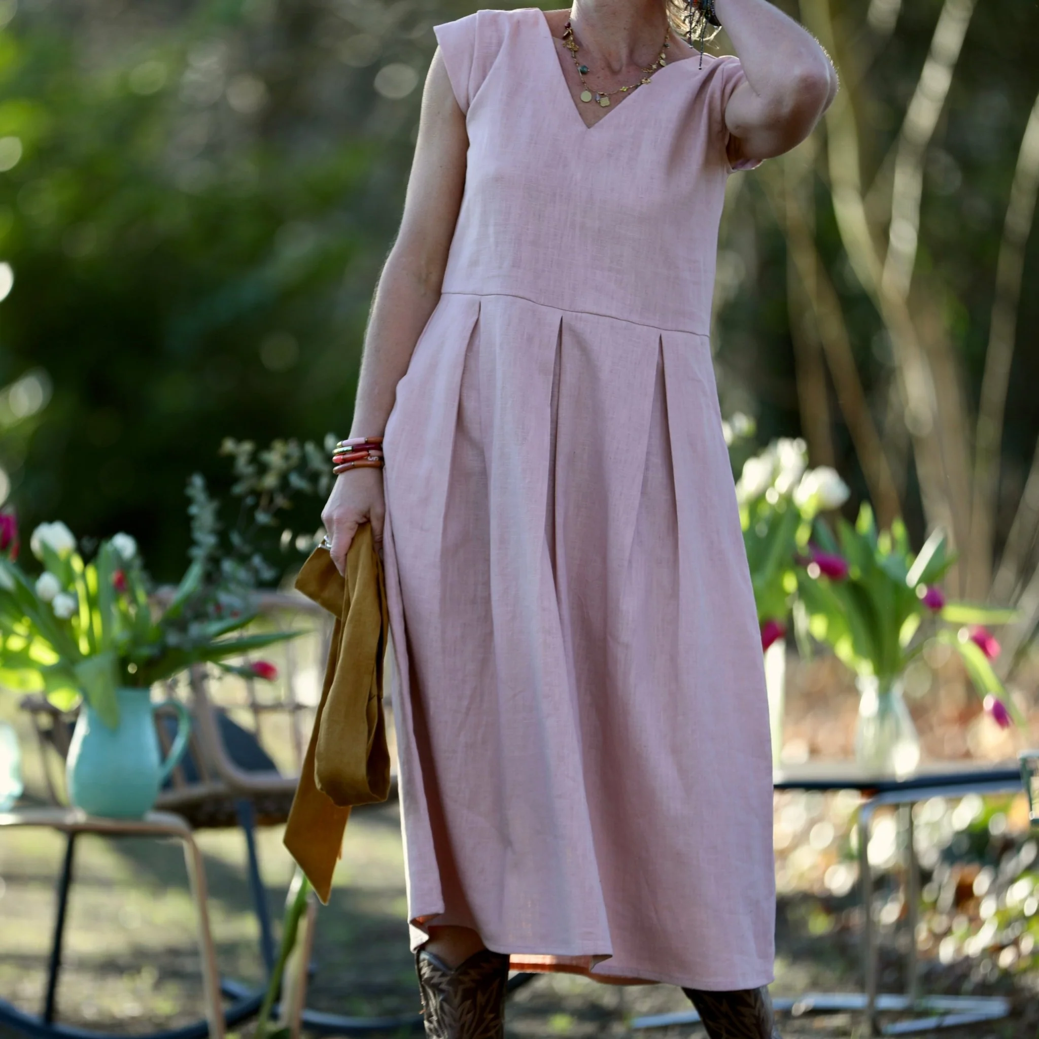 Robe Louison - lin rose poudré - Image 5