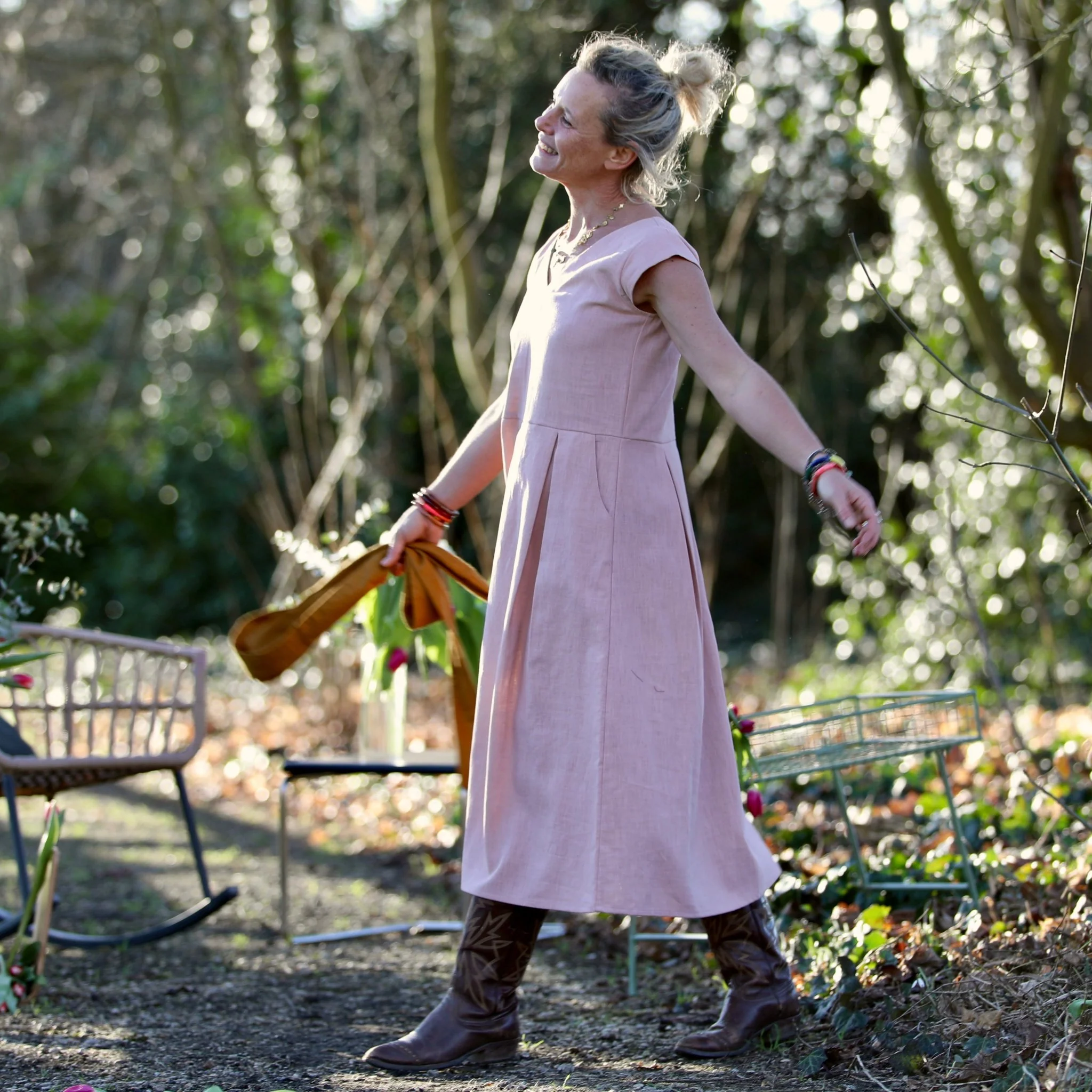 Robe Louison - lin rose poudré - Image 7