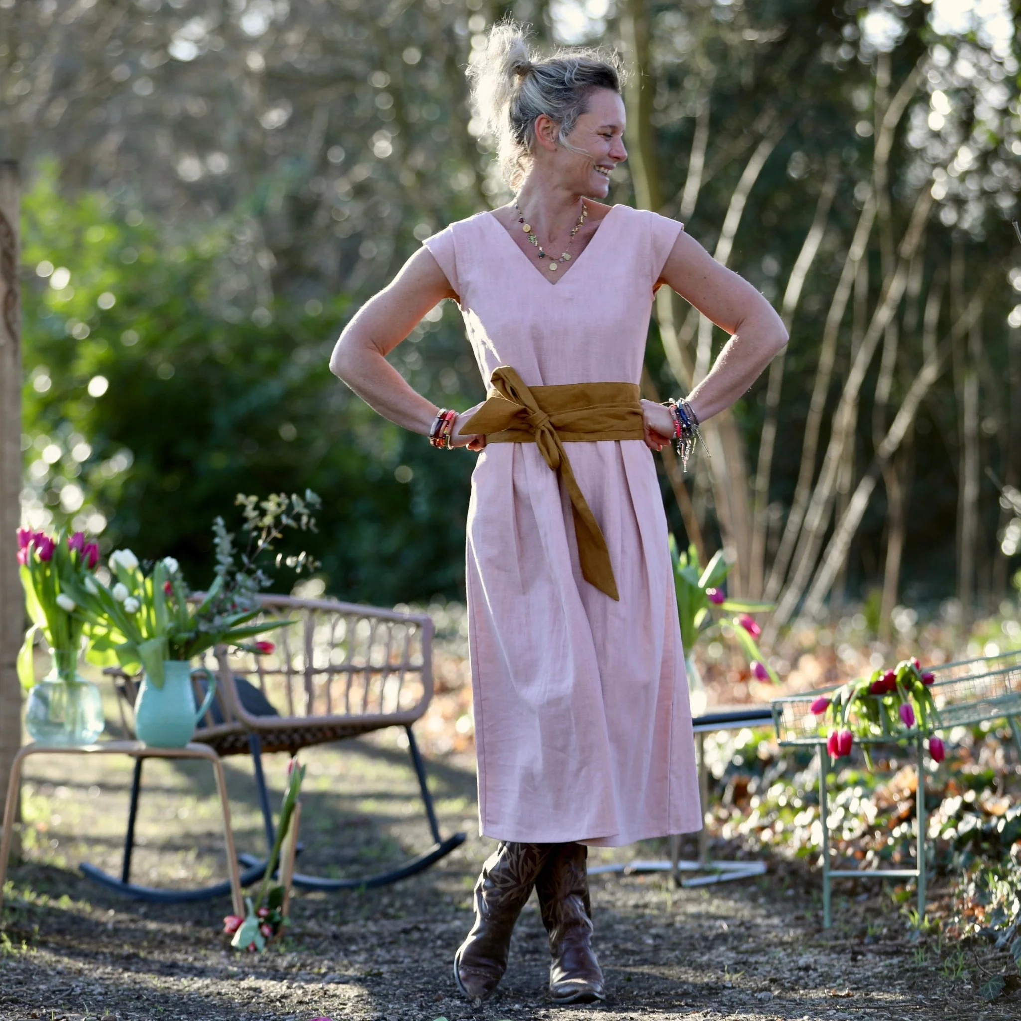 Robe Louison - lin rose poudré - Image 9