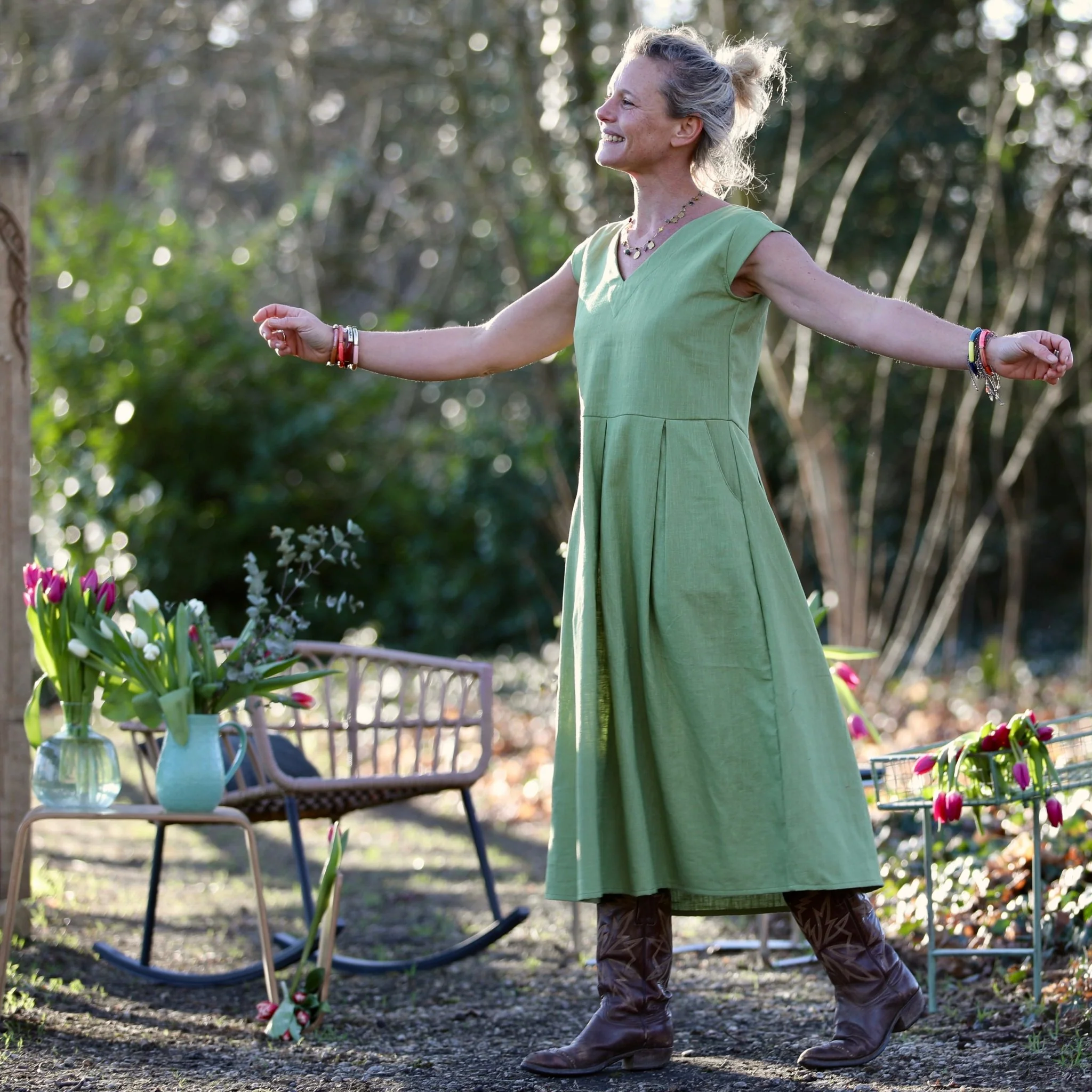 Robe Louison - lin vert pomme - Image 5
