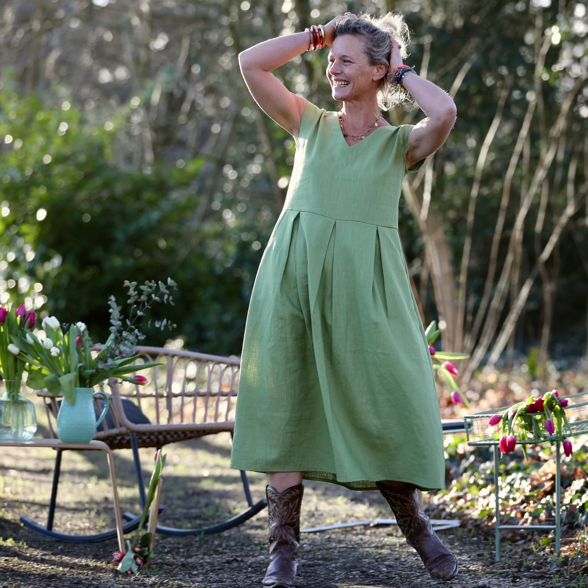 Robe Louison - lin vert pomme - Image 6