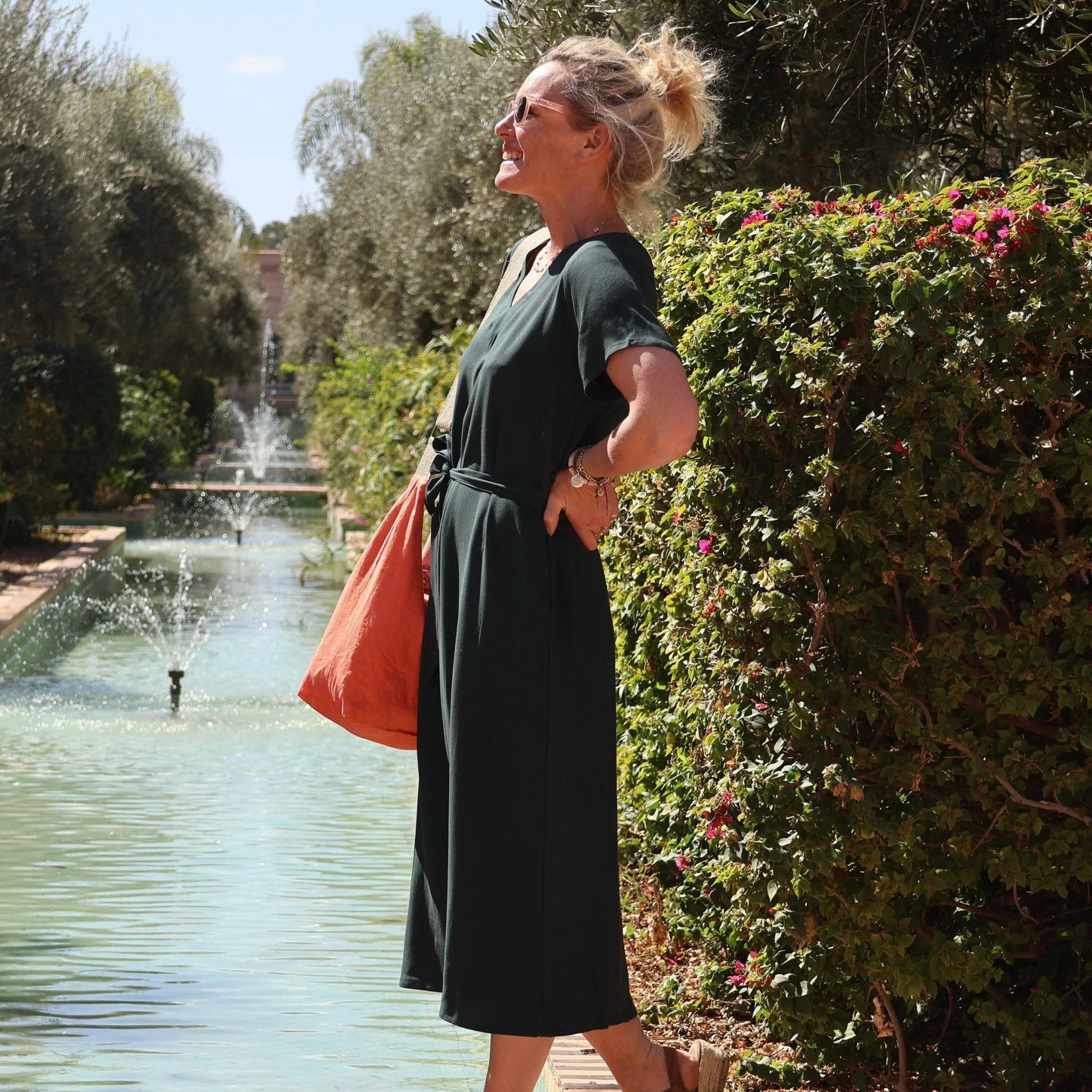 Robe Manelle  - sergé de viscose vert anglais - Image 3