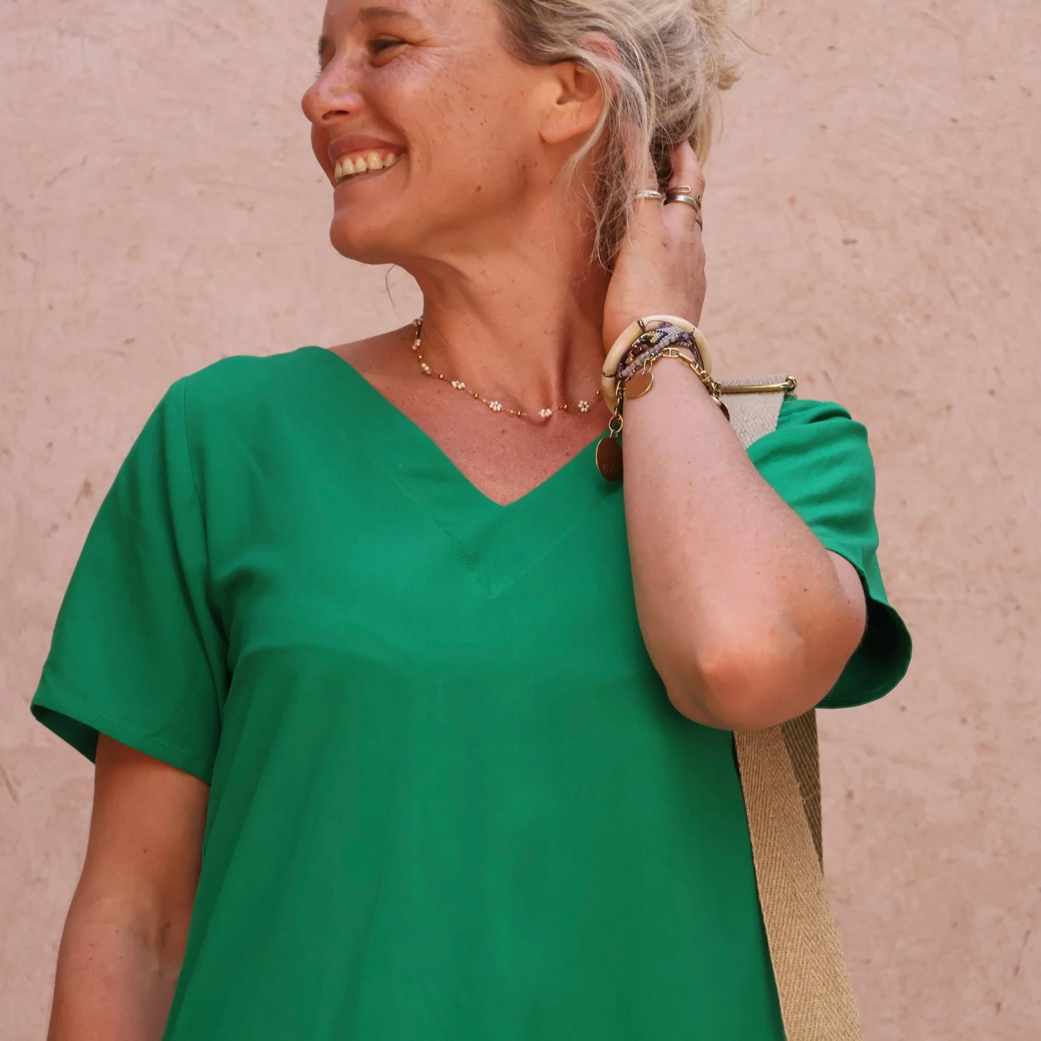 Robe Manelle  - viscose/lin vert printemps - Image 5