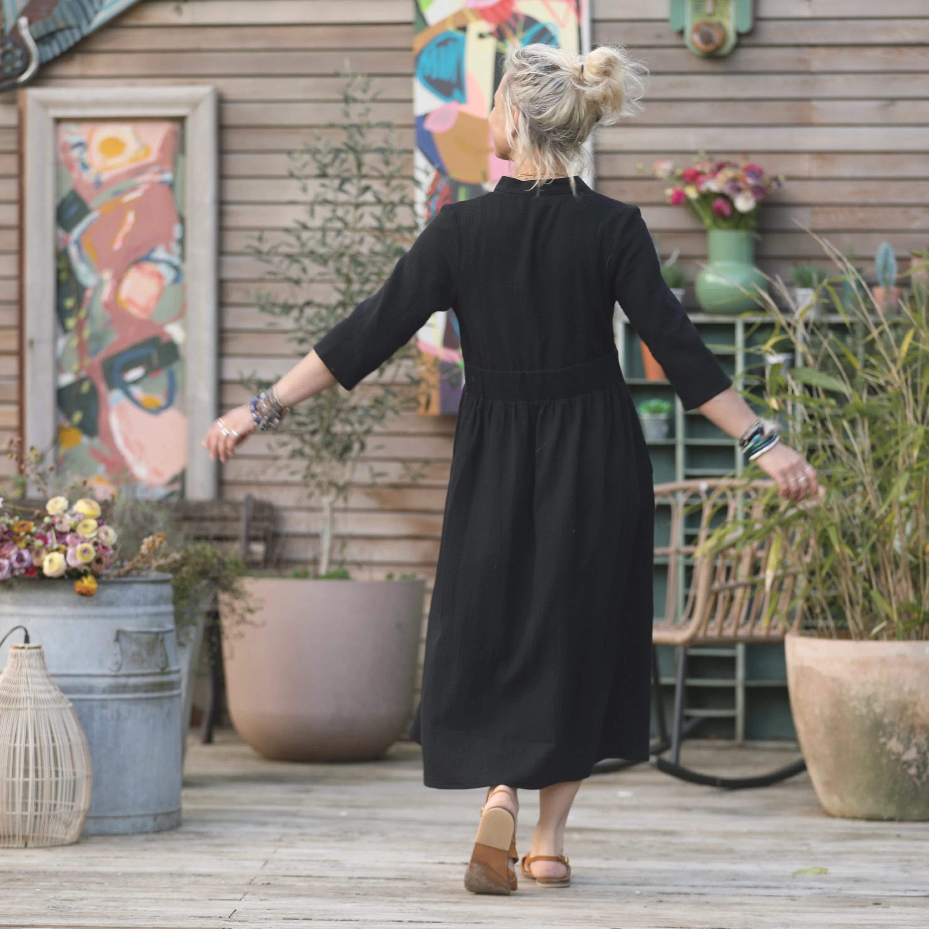 Robe Manon - double gaze de coton noire - Image 6