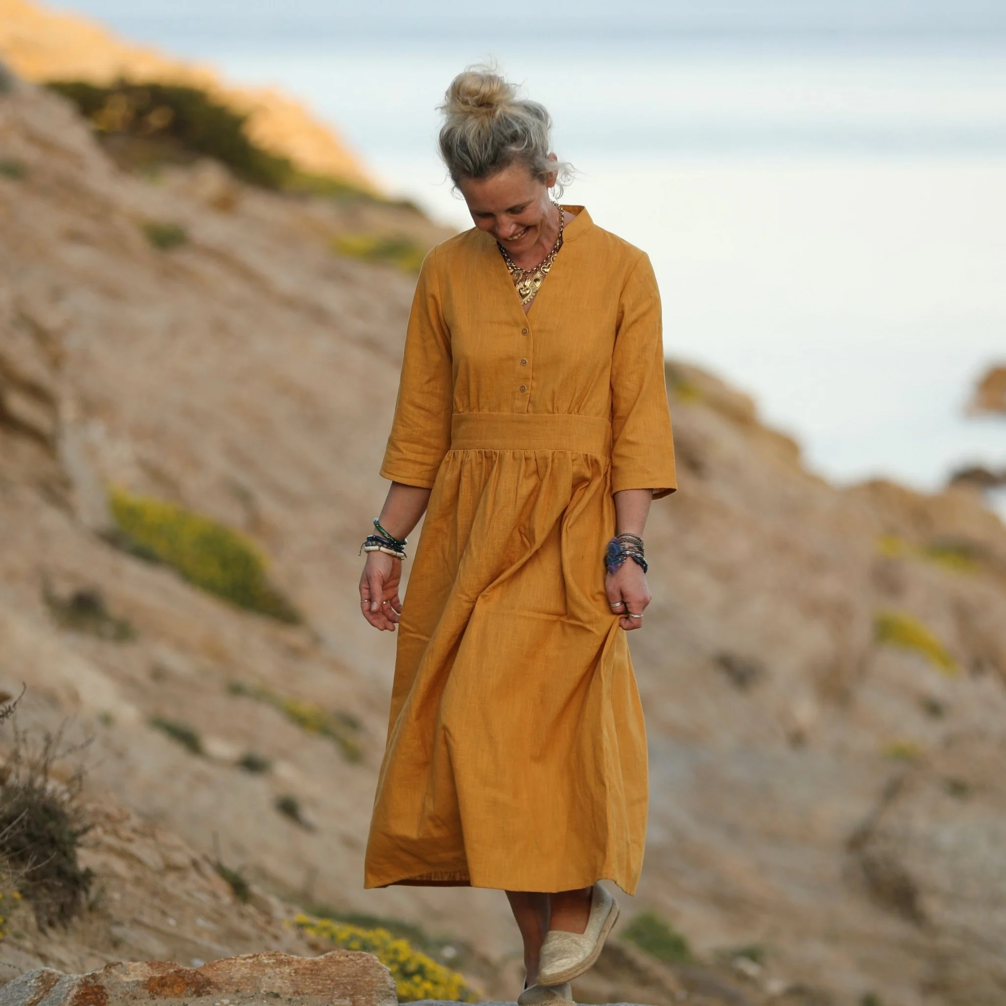 Robe Manon - lin ocre - Image 10