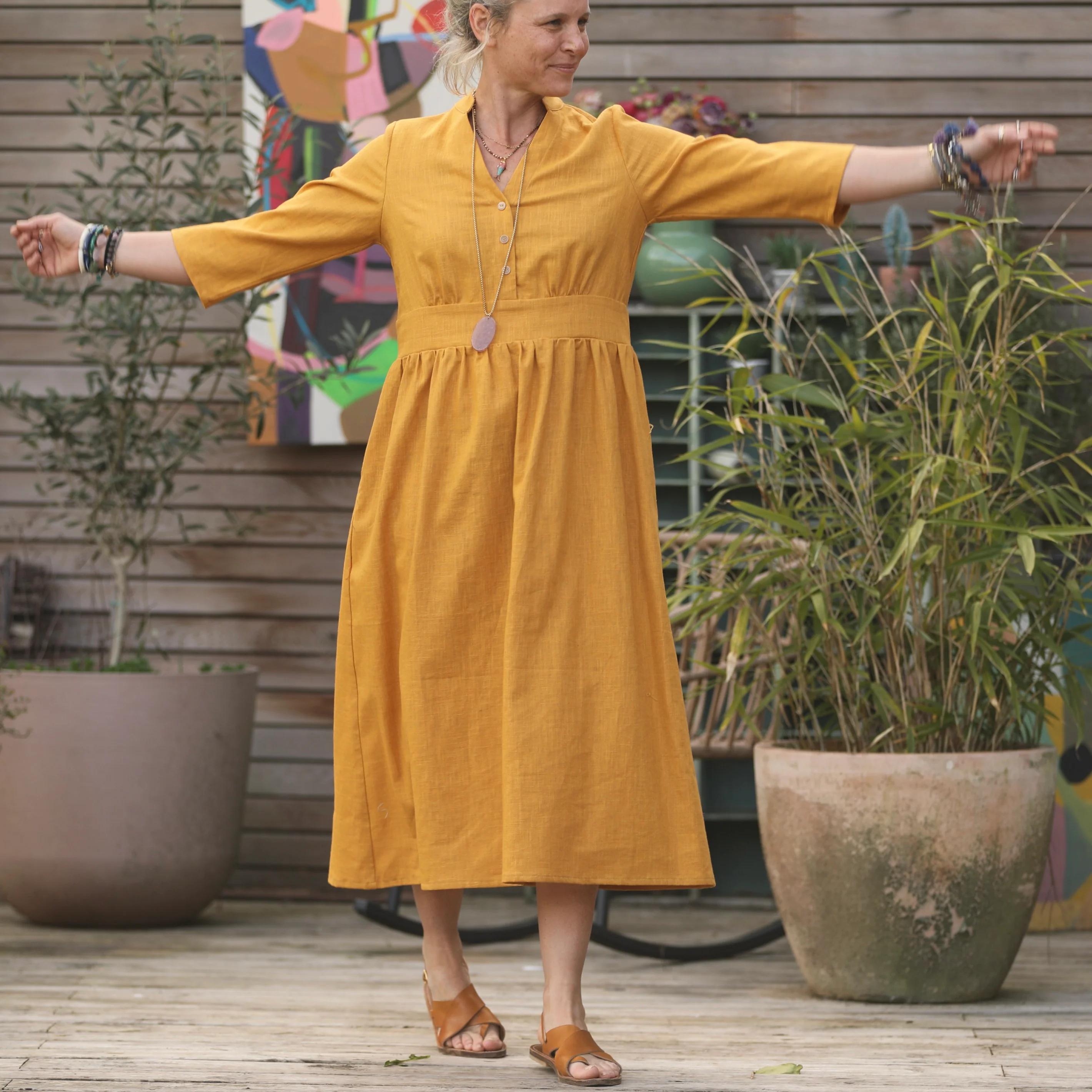Robe Manon - lin ocre - Image 11