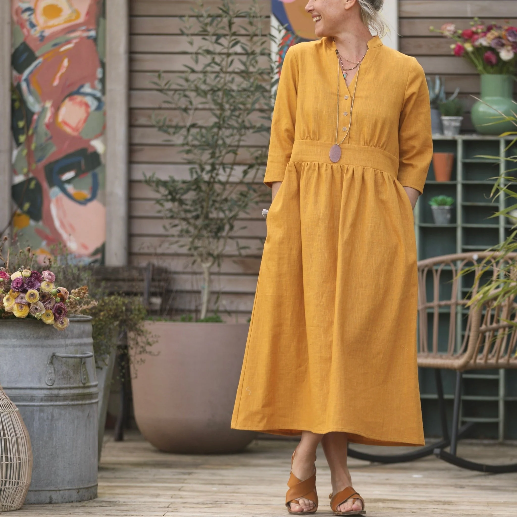 Robe Manon - lin ocre - Image 9