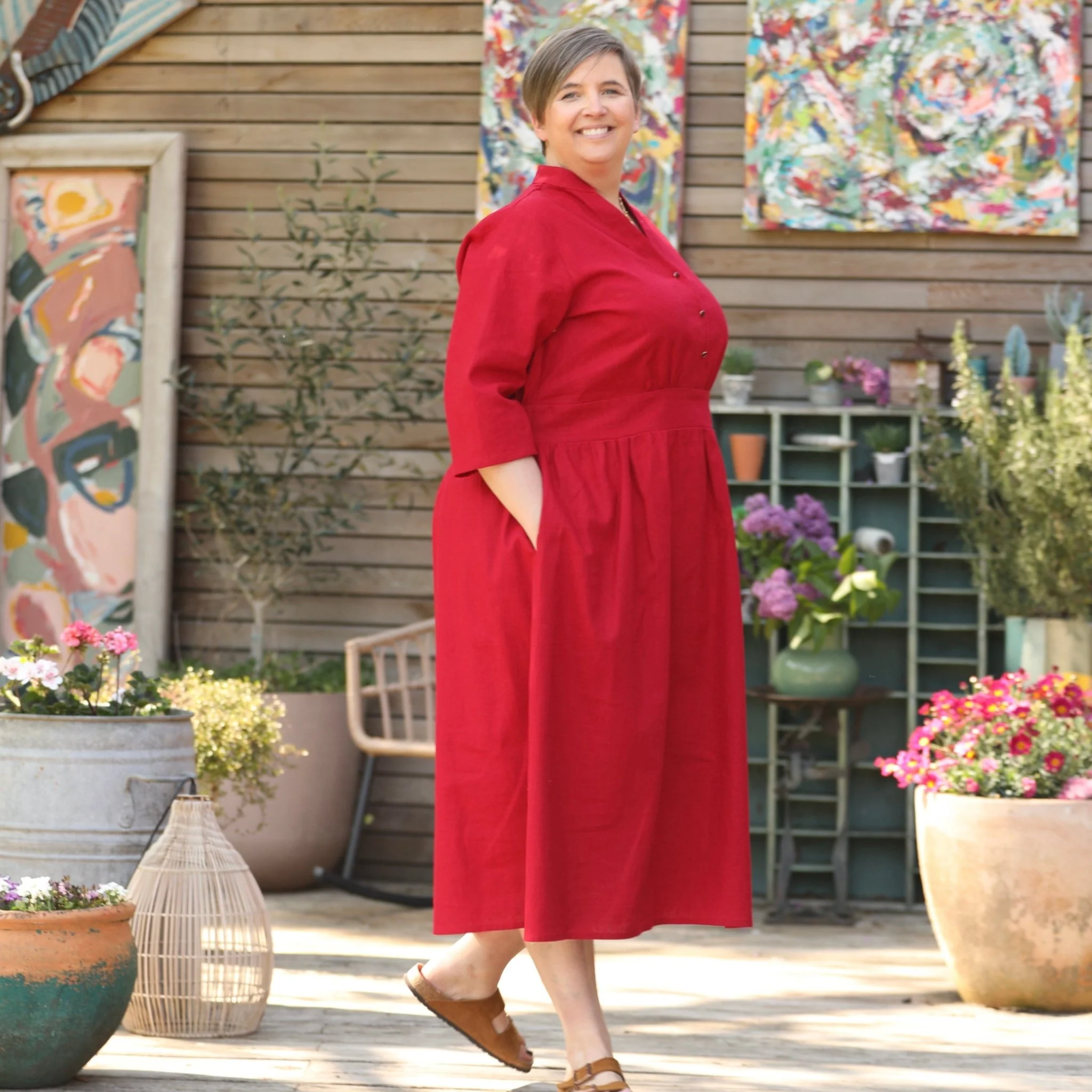 Robe Manon seersucker de coton bleu indigo - Image 11
