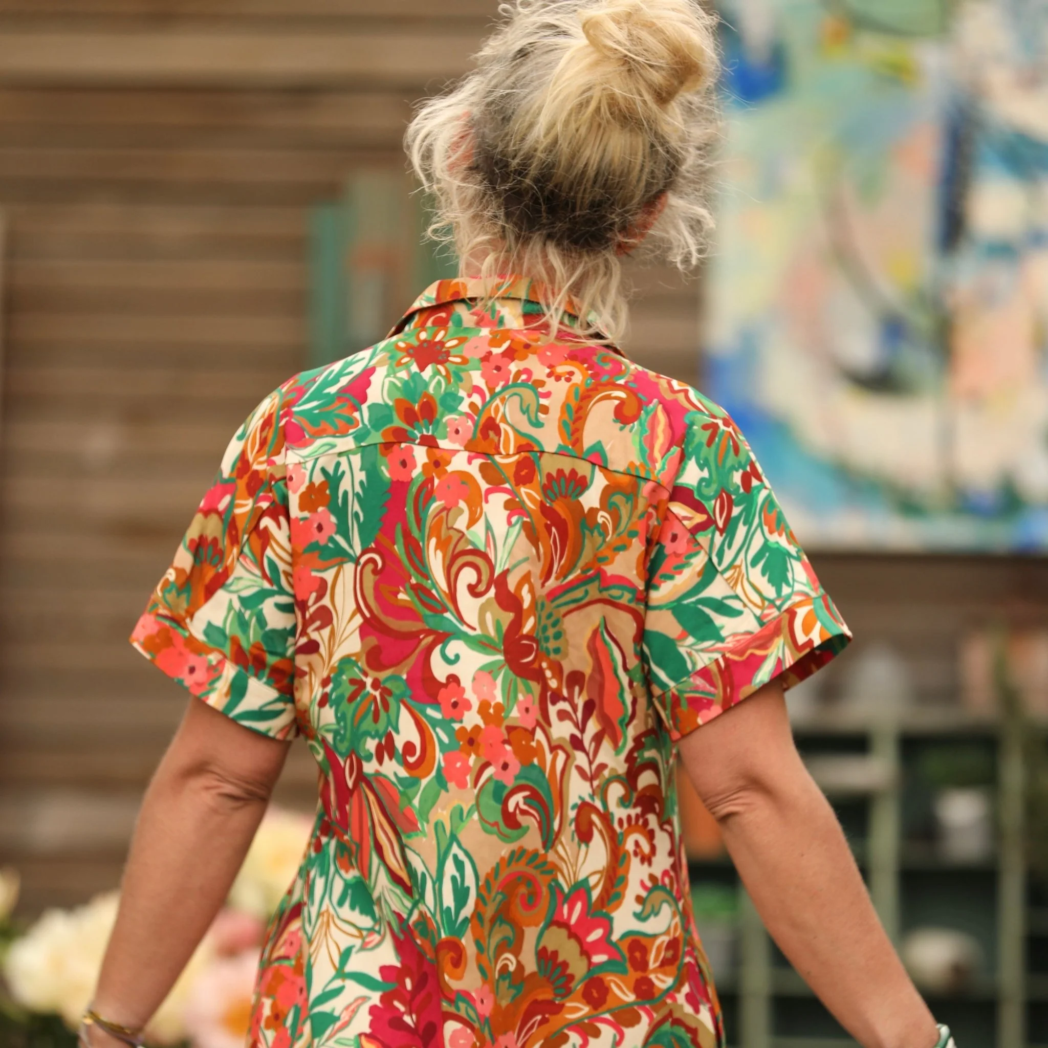 Robe Marlène - viscose imprimé "vert lumière" - Image 3