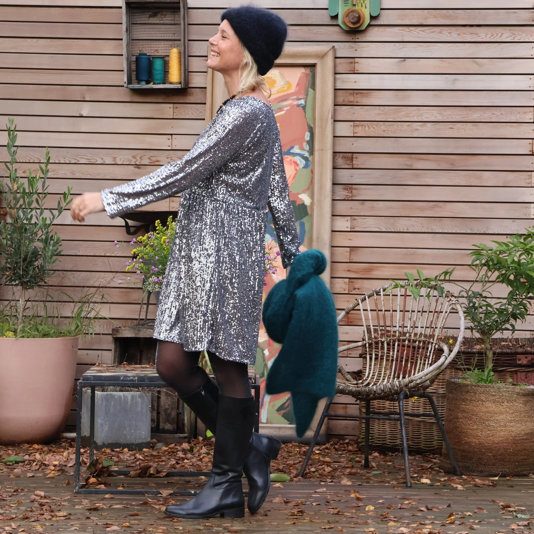 Robe Mia courte - sequins argent - Image 5