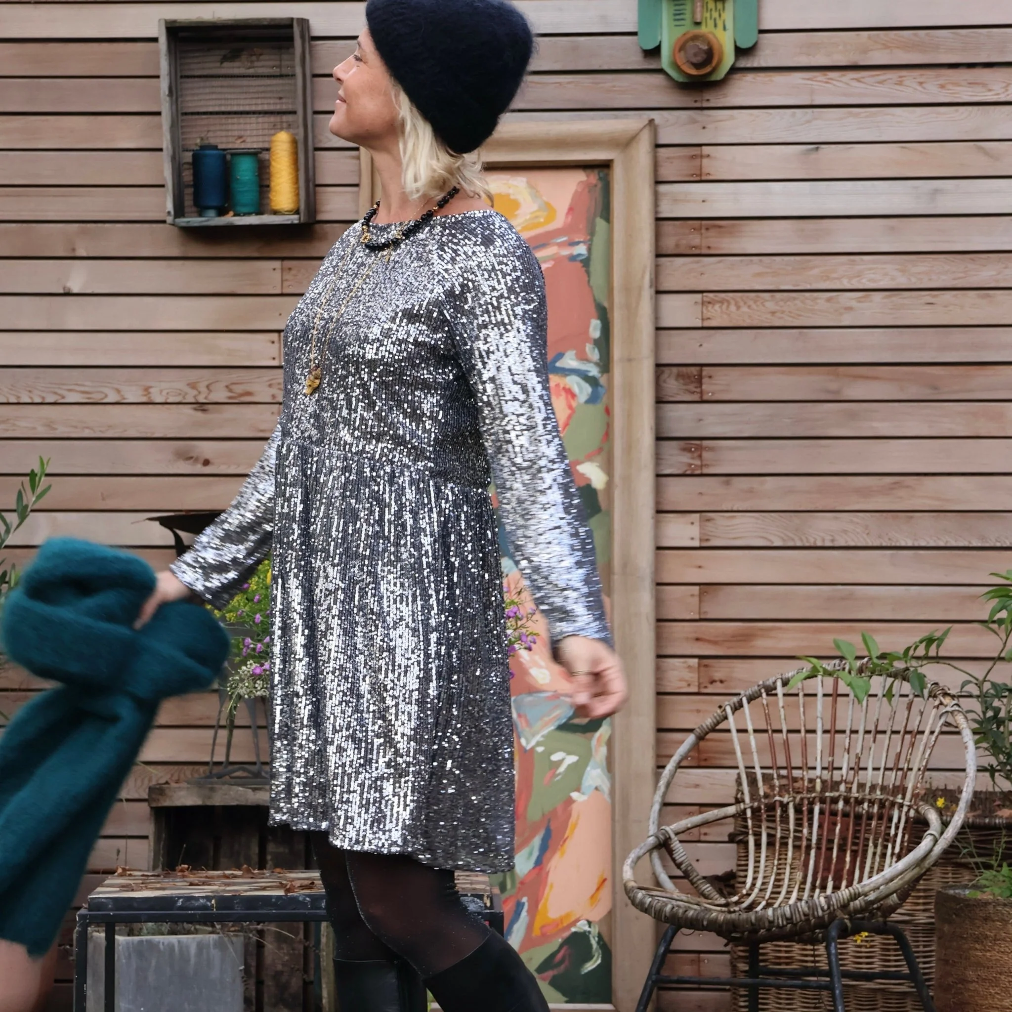 Robe Mia courte - sequins argent - Image 6