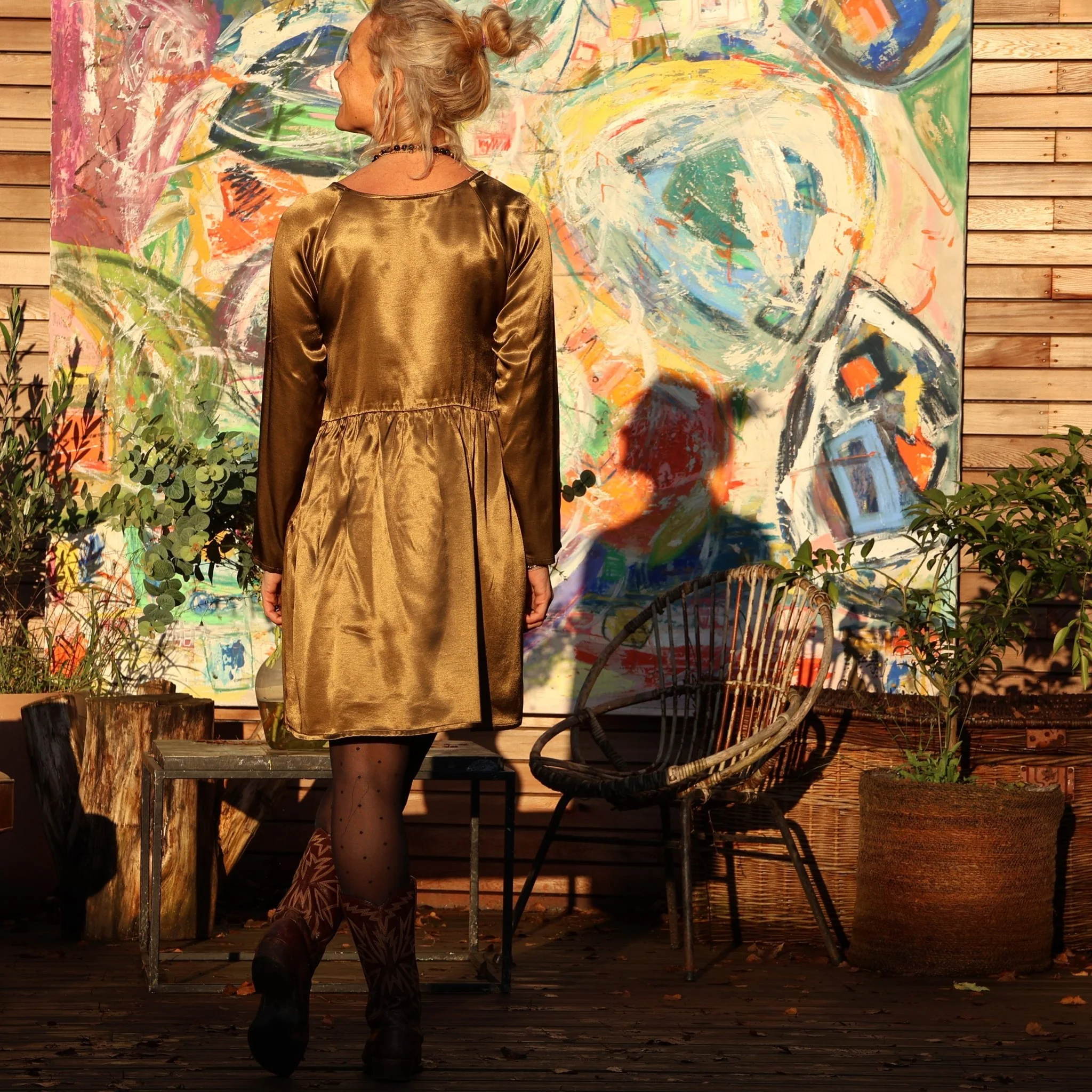 Robe Mia courte - viscose mordorée - Image 3