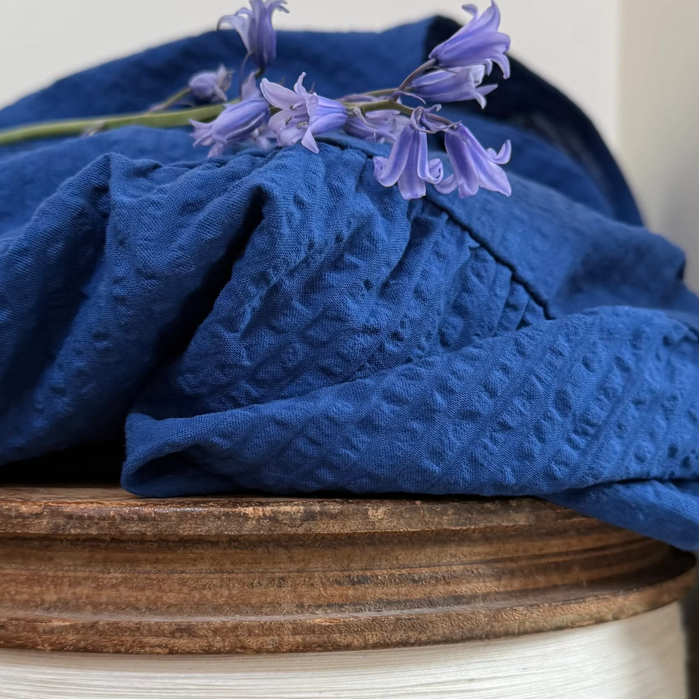 Robe Ophélie - seersucker de coton indigo - Image 2