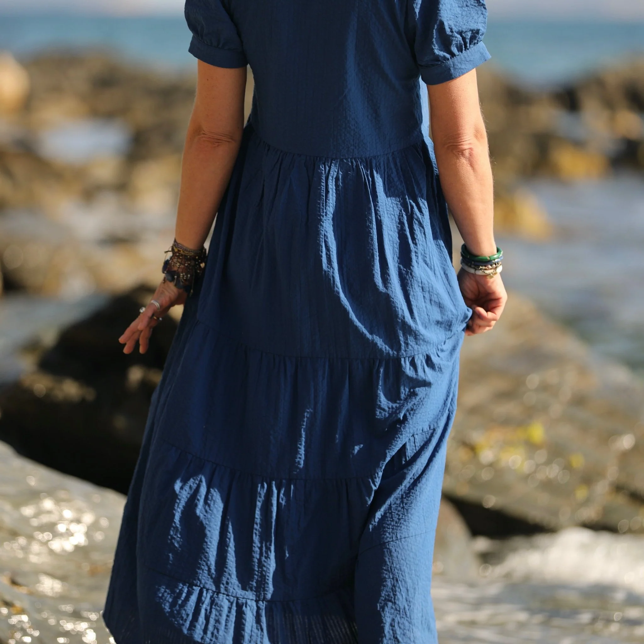 Robe Ophélie - seersucker de coton indigo - Image 7