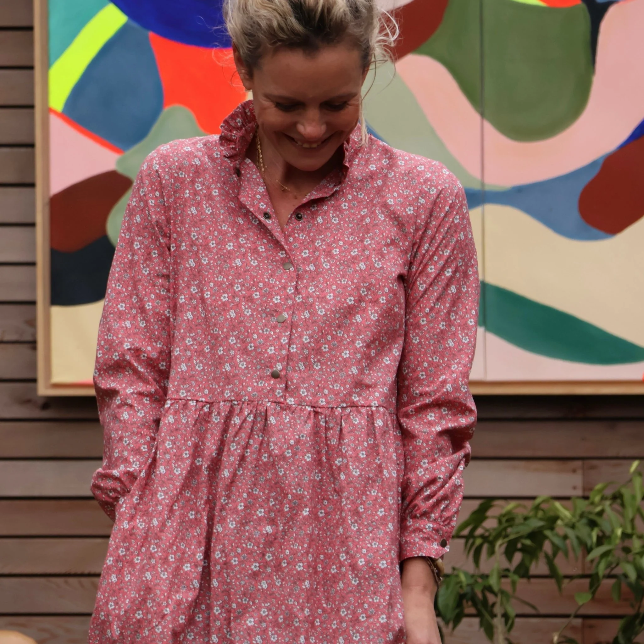 Robe Pomme - longueur midi - coton - coquelicot - Image 4