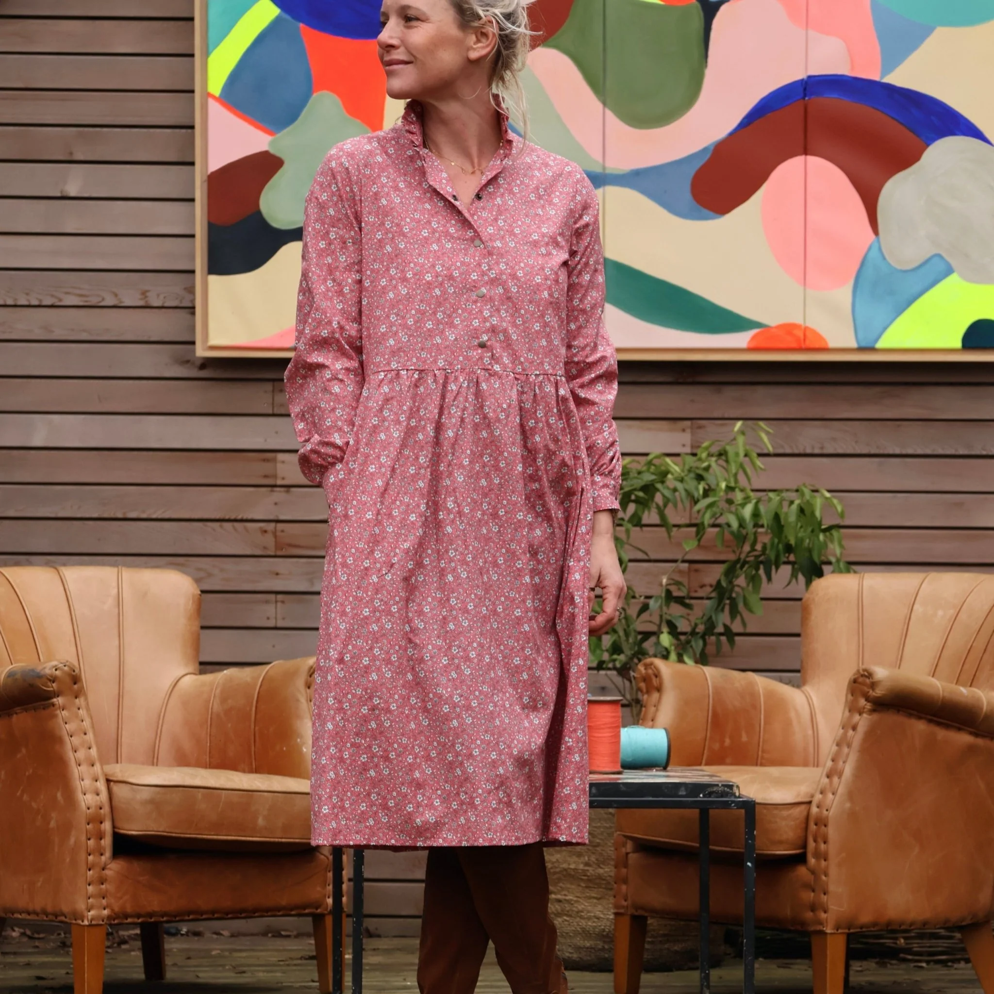 Robe Pomme - longueur midi - coton - coquelicot - Image 6