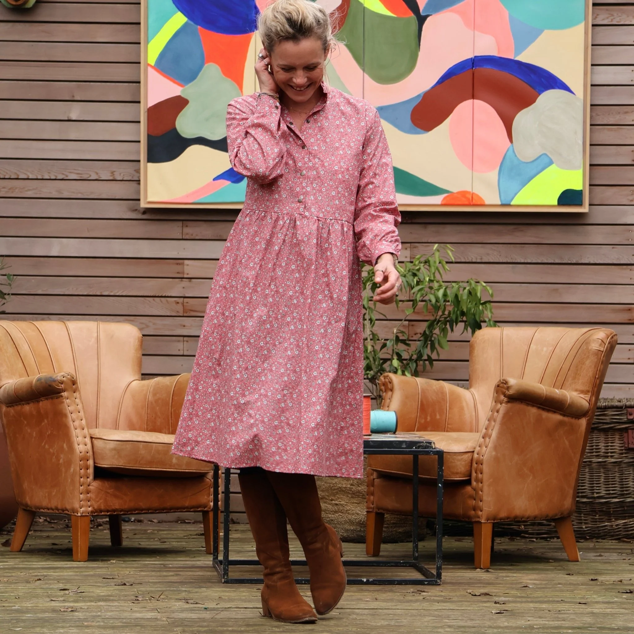 Robe Pomme - longueur midi - coton - coquelicot - Image 7
