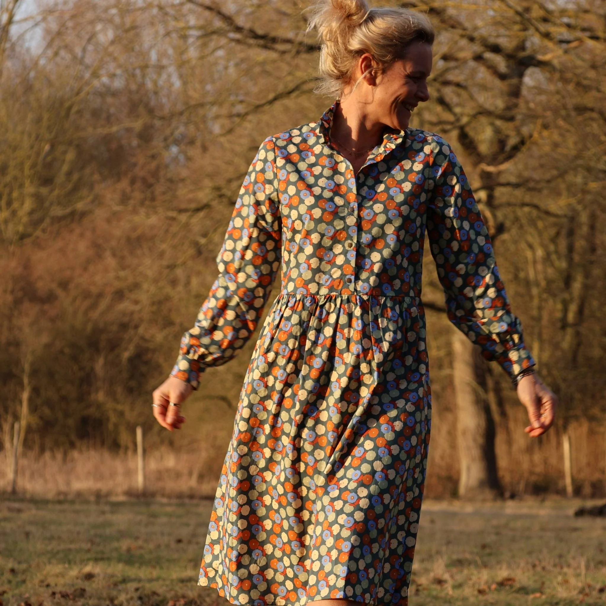 Robe Pomme - longueur midi - coton - jardin d'antan - Image 7